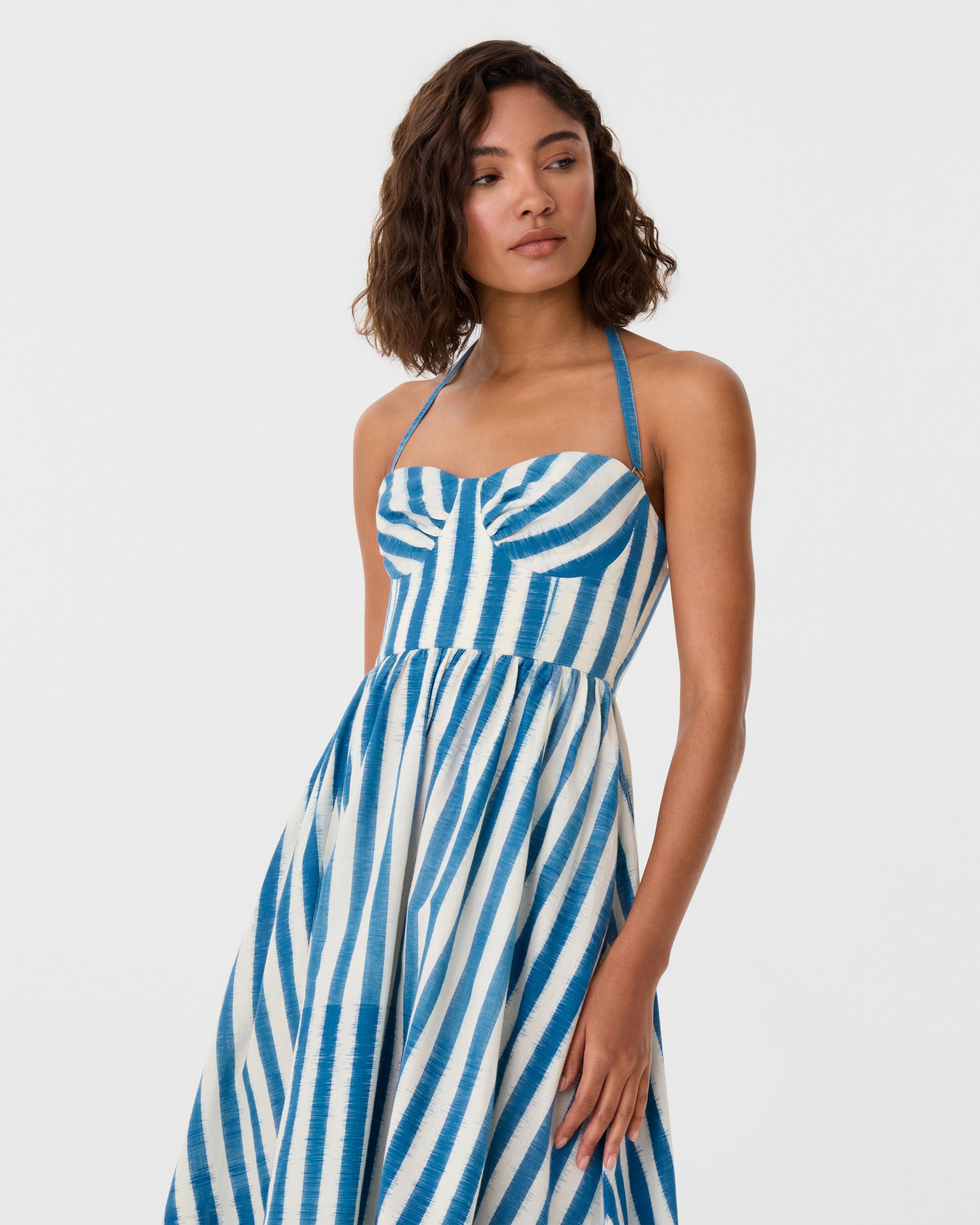 Johanna Dress in Ikat Stripes