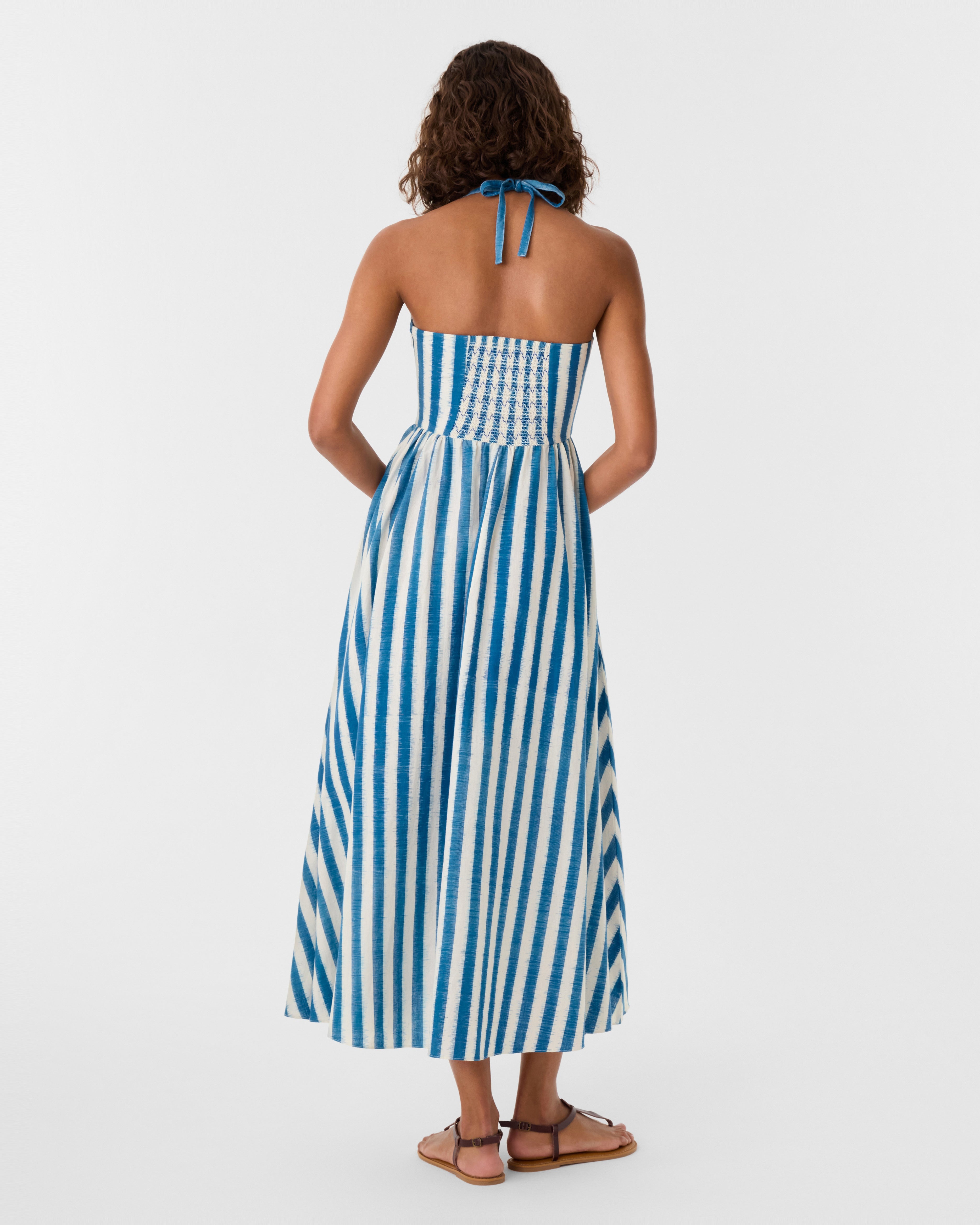 Johanna Dress in Ikat Stripes