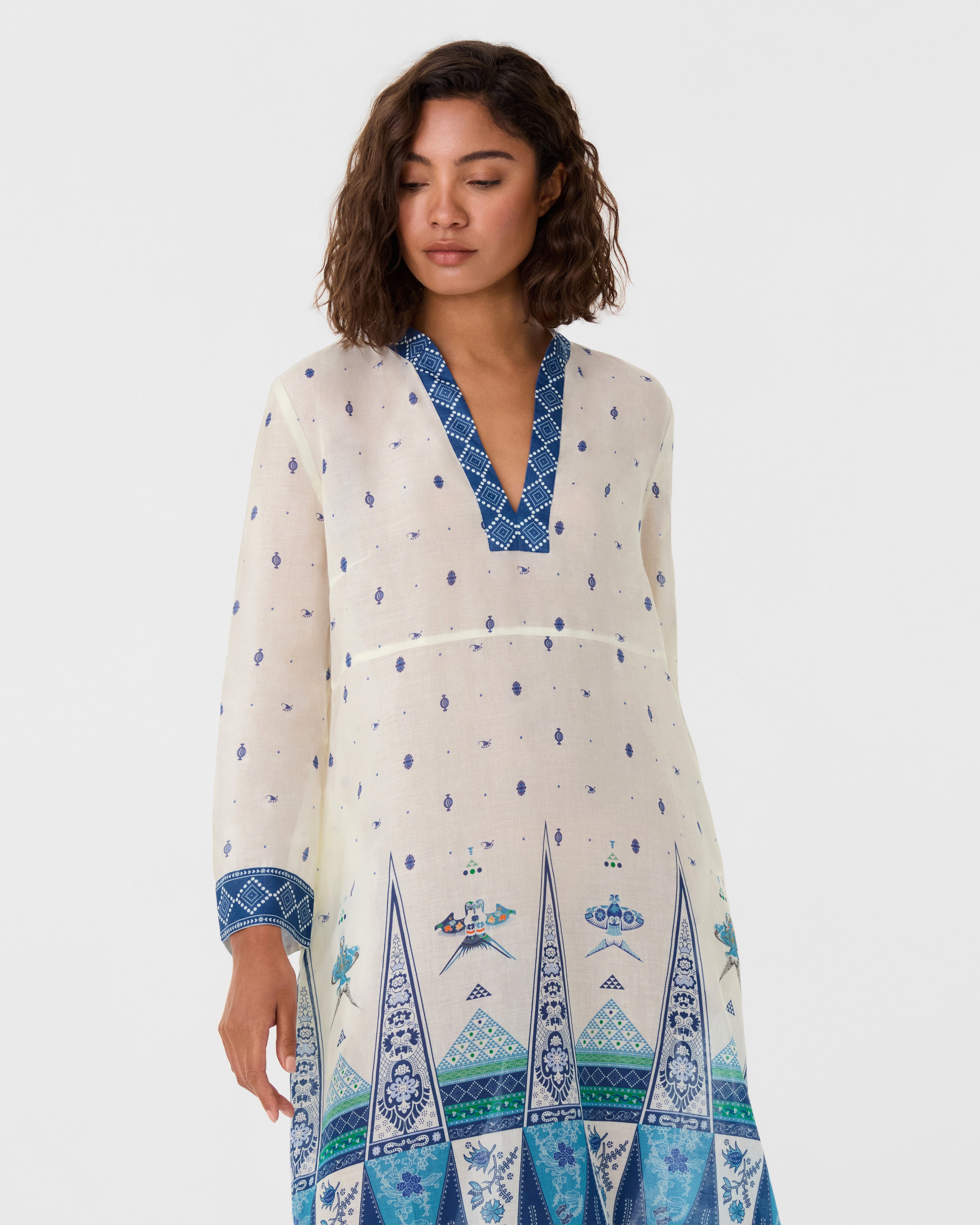 Giada Caftan in Kites Print