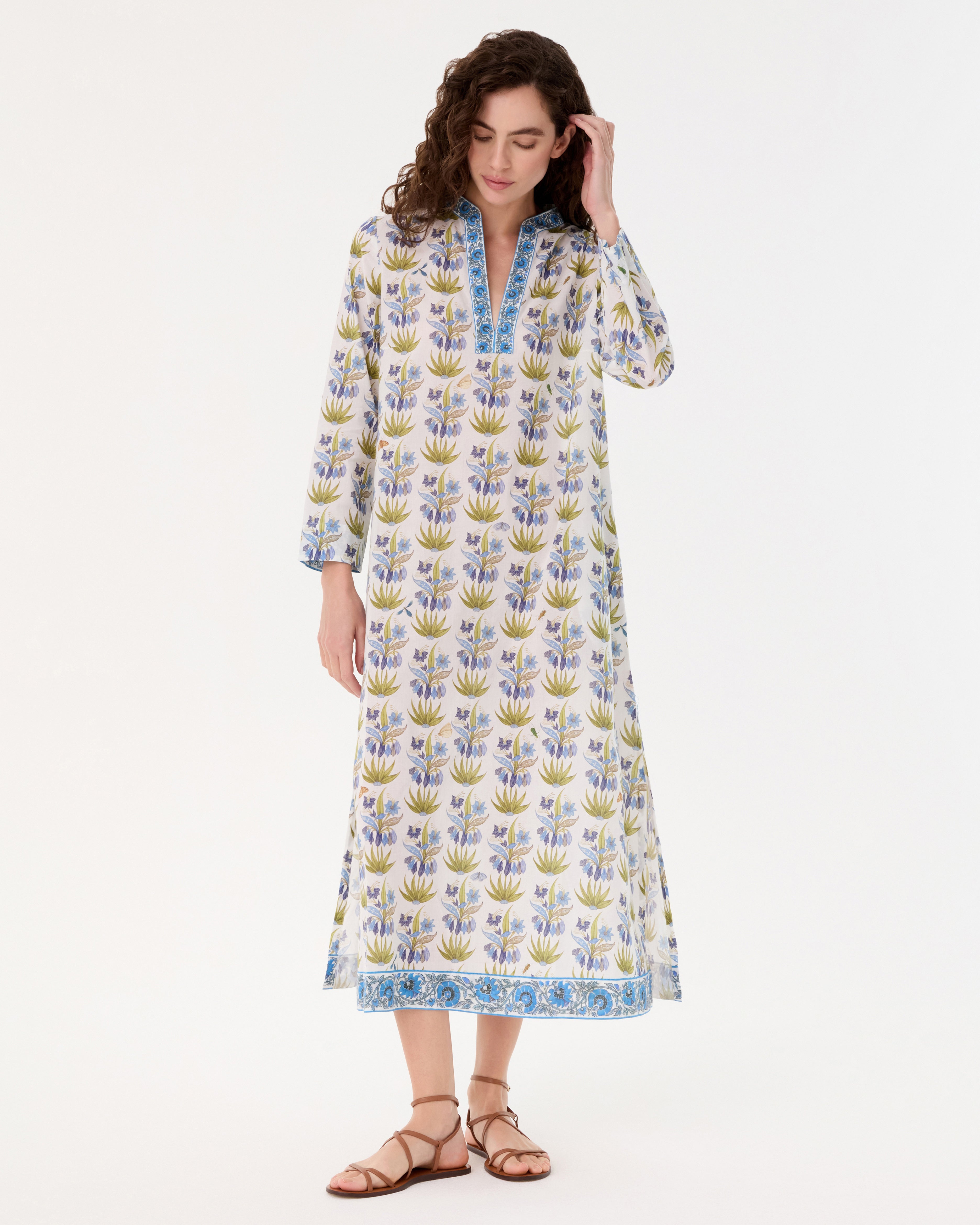 Giada Caftan in Celestine Flower Print