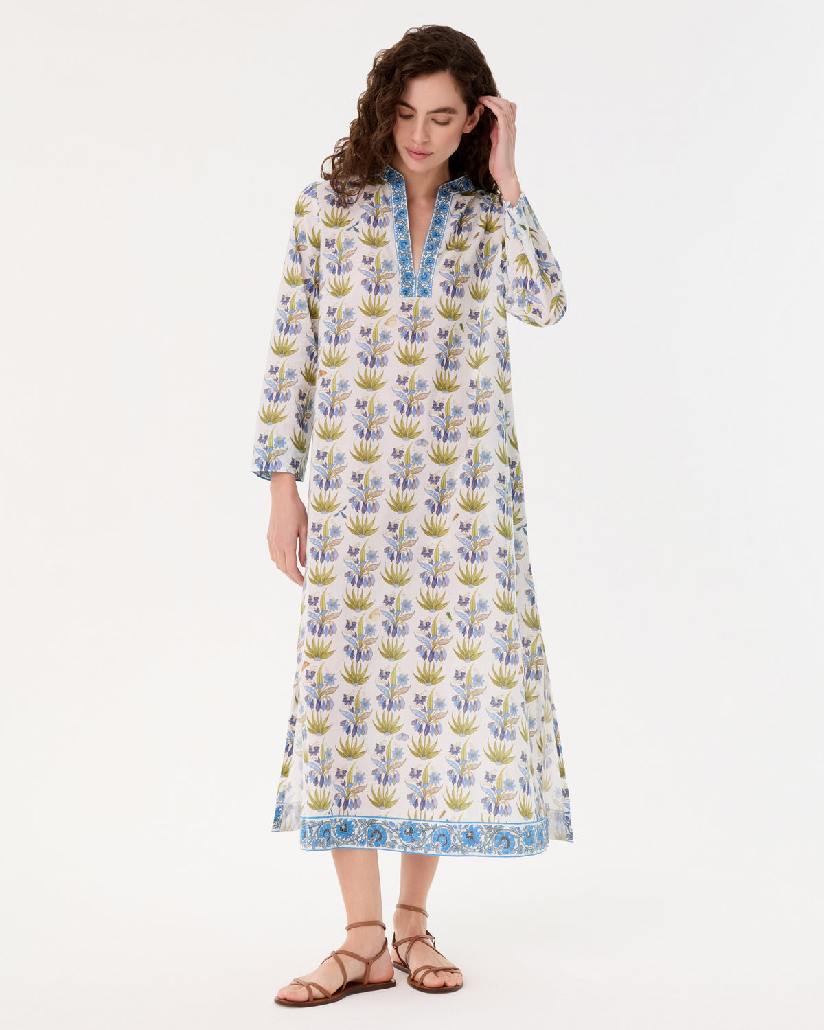 Giada Caftan in Celestine Flower Print