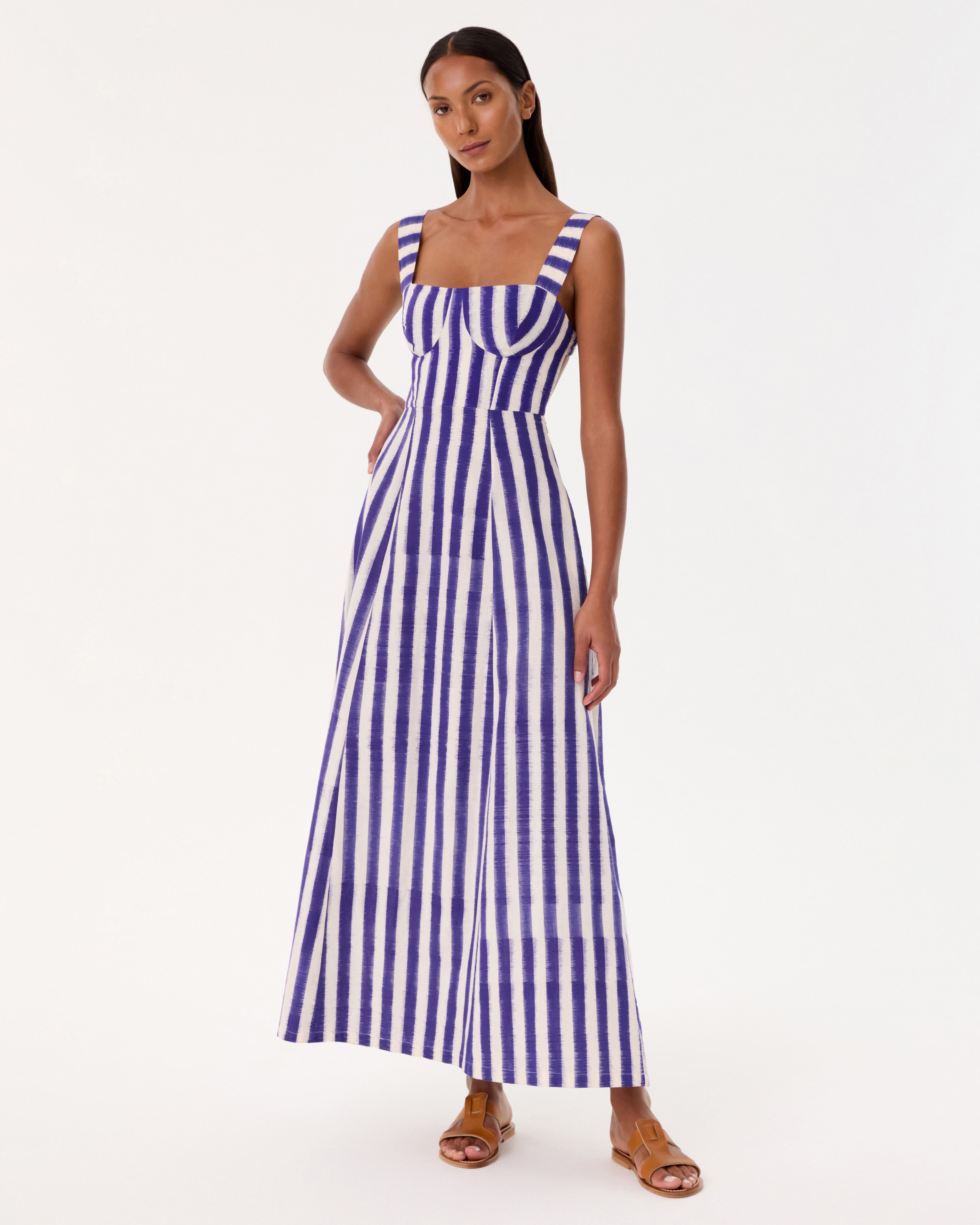 Azzurra Dress in Ikat Stripes