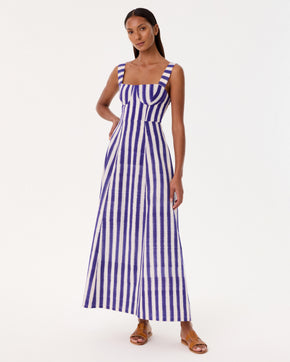 Azzurra Dress in Ikat Stripes