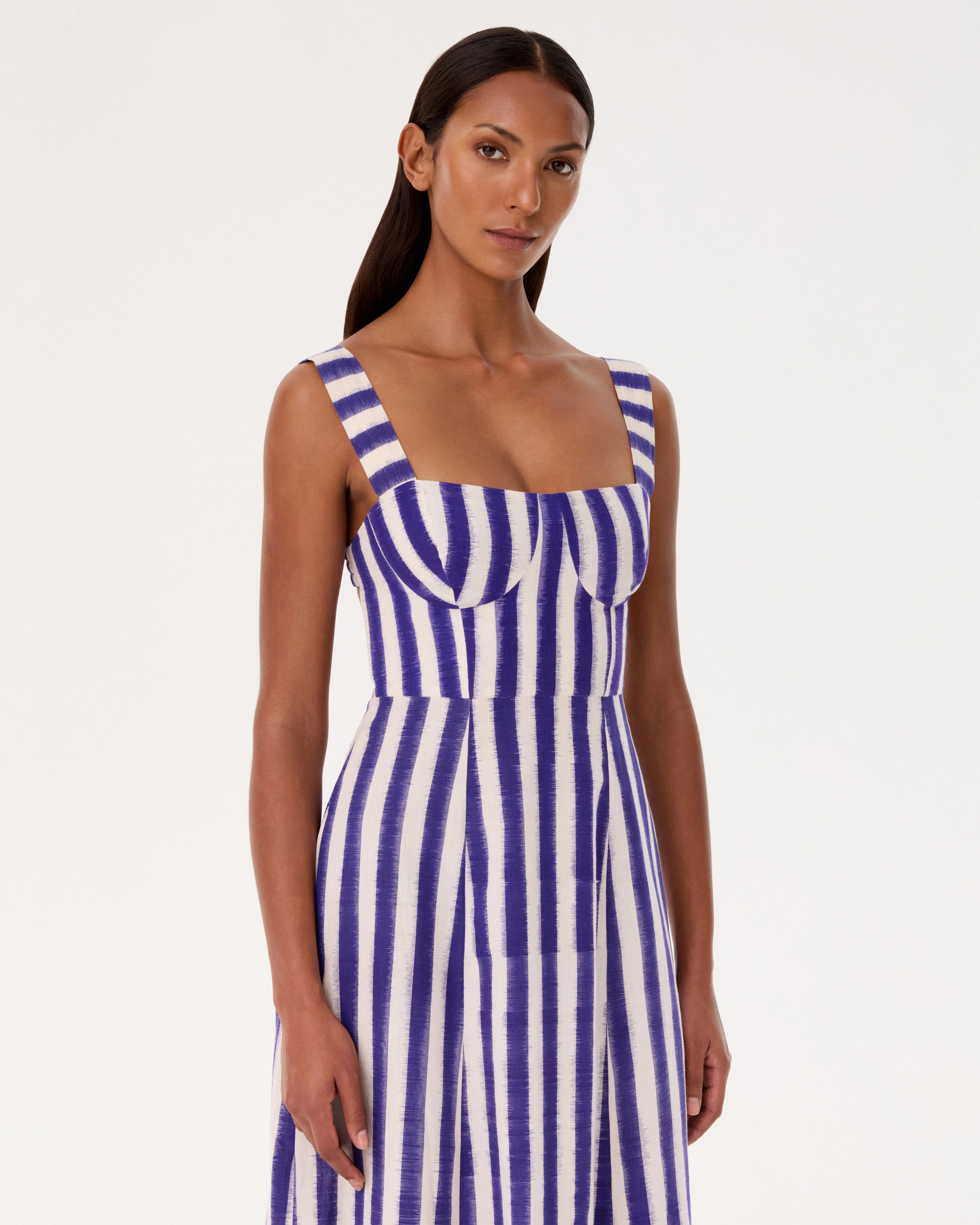 Azzurra Dress in Ikat Stripes