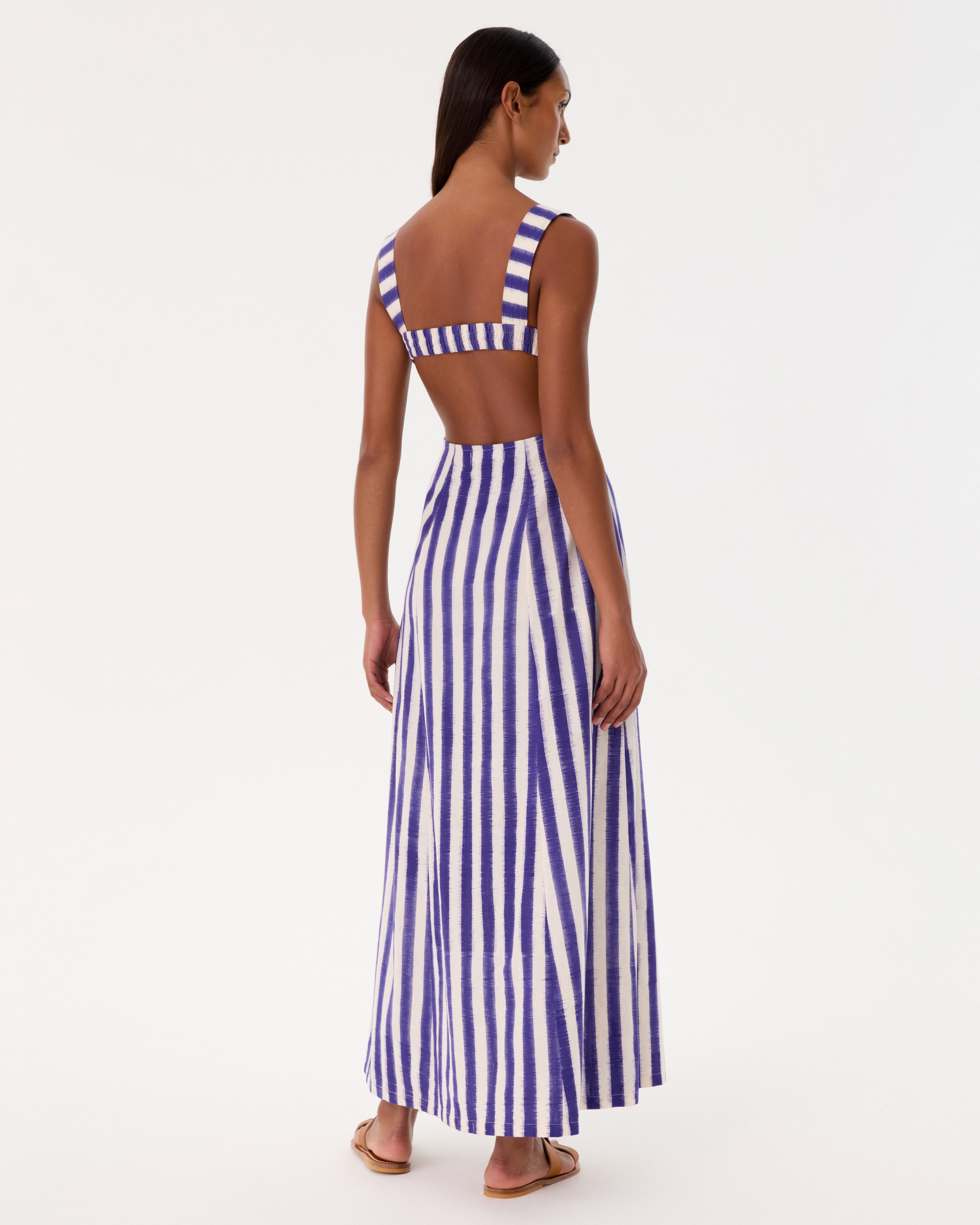 Azzurra Dress in Ikat Stripes