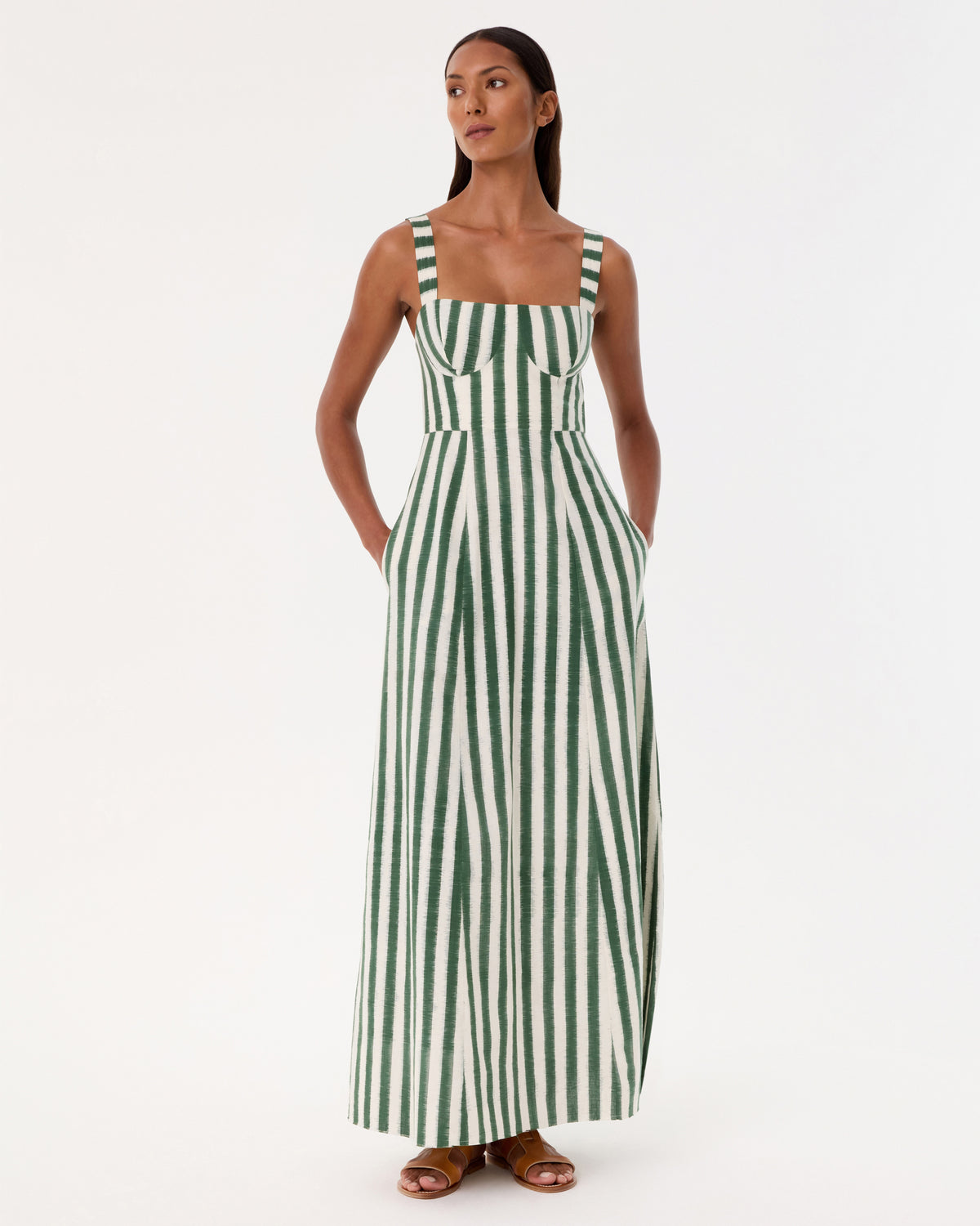 Azzurra Dress in Ikat Stripes