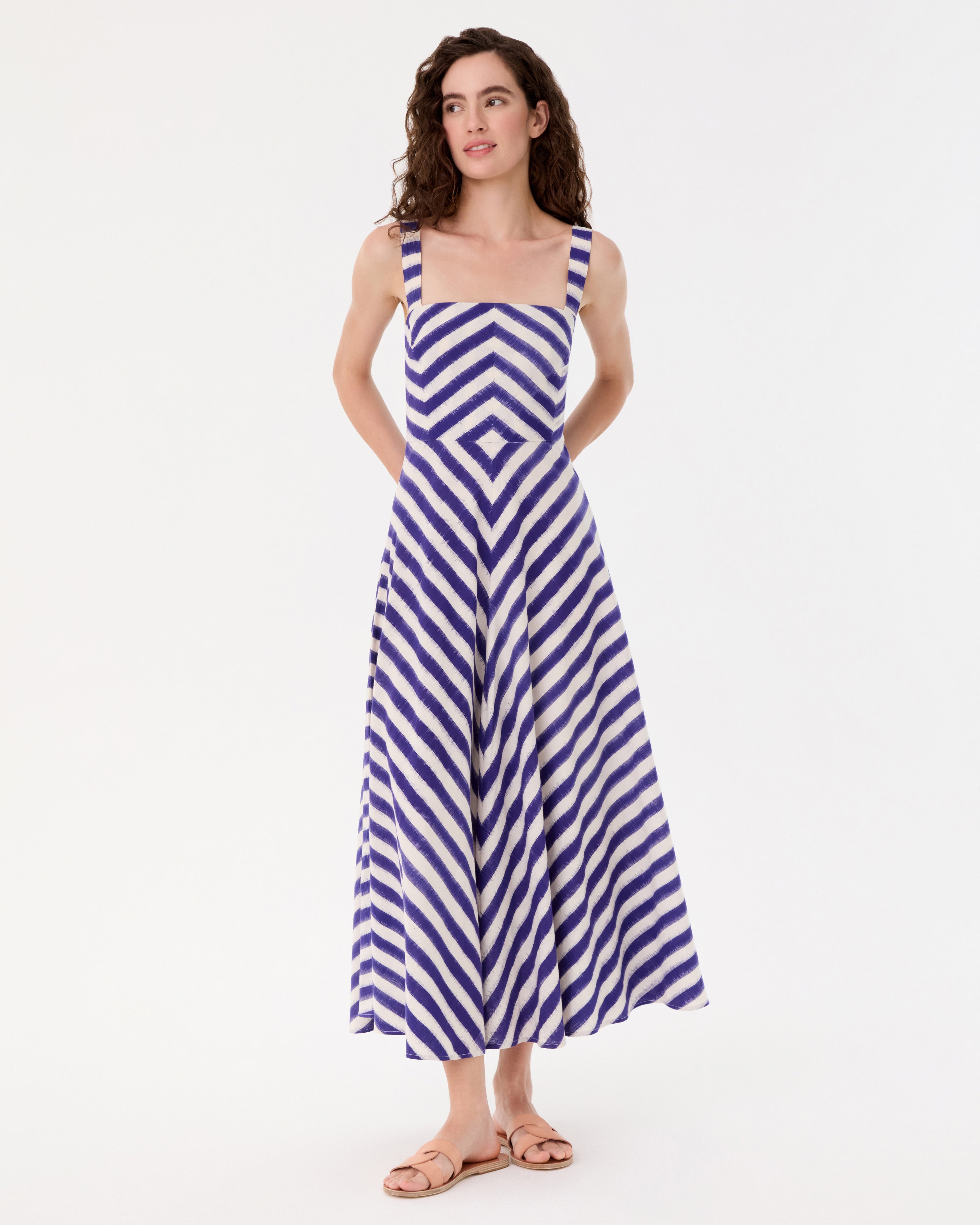 Margherita Dress in Ikat Stripes