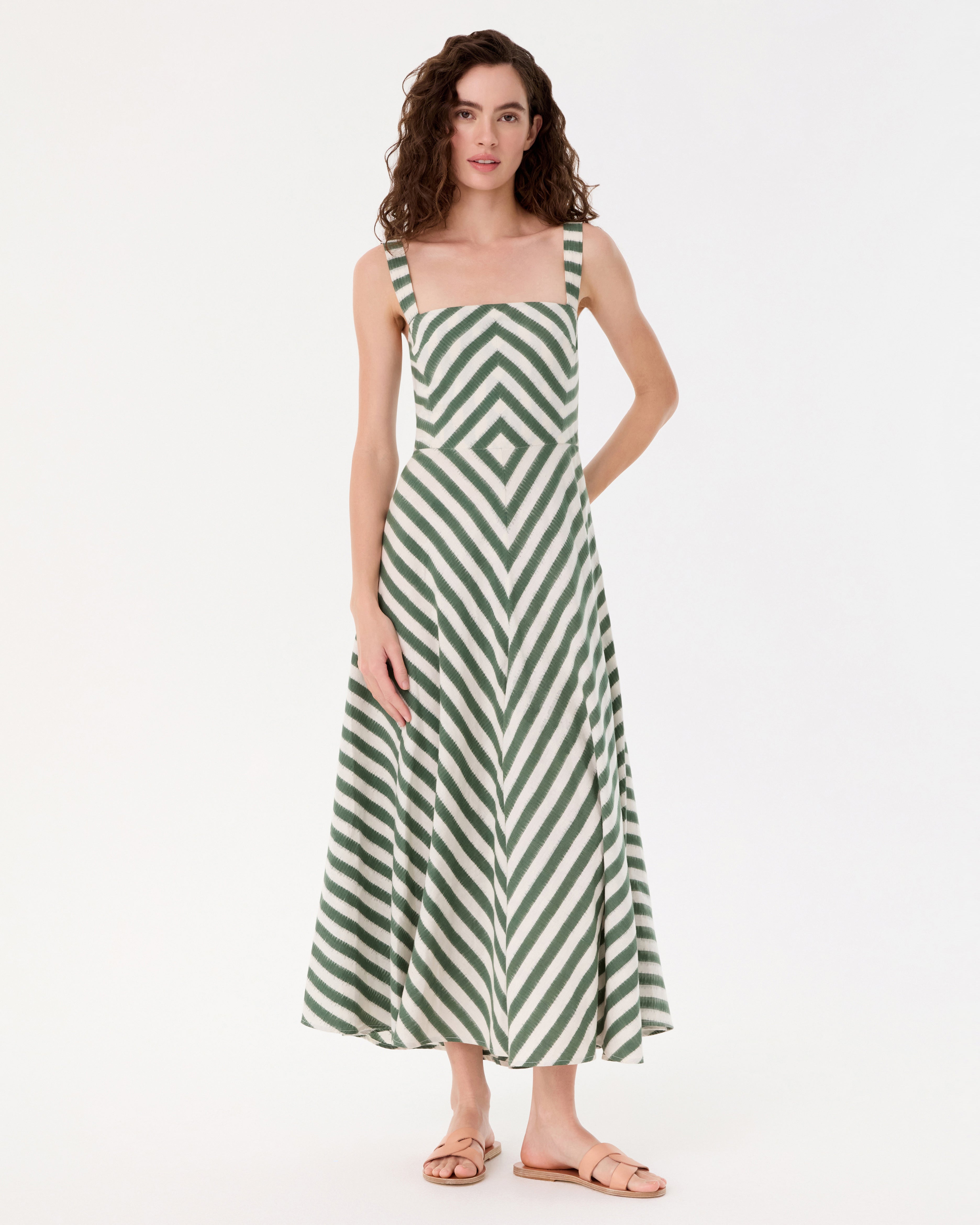 Margherita Dress in Ikat Stripes