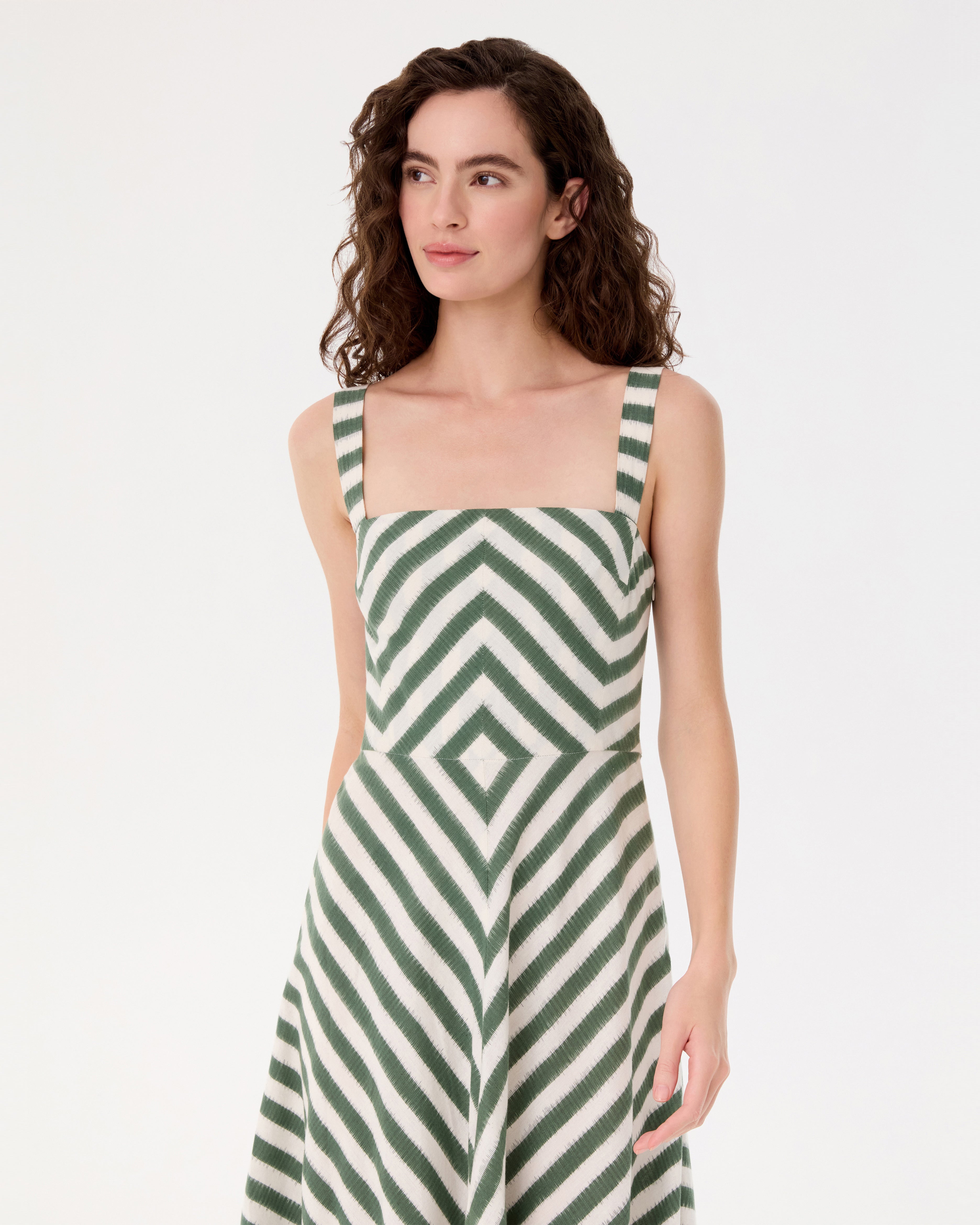 Margherita Dress in Ikat Stripes