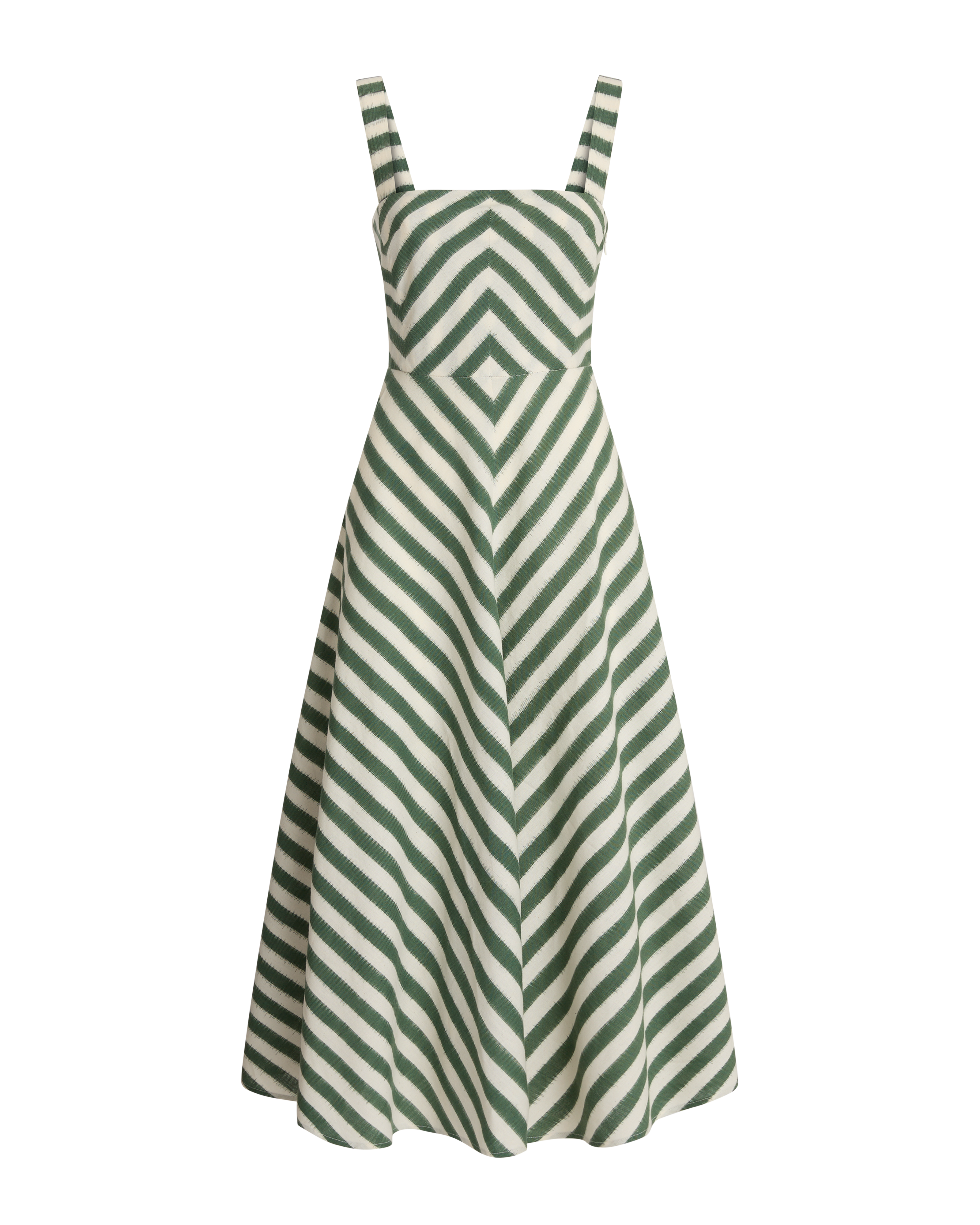 Margherita Dress in Ikat Stripes 46 / Sage Green Margherita Dress in Ikat Stripes 46 / Sage Green