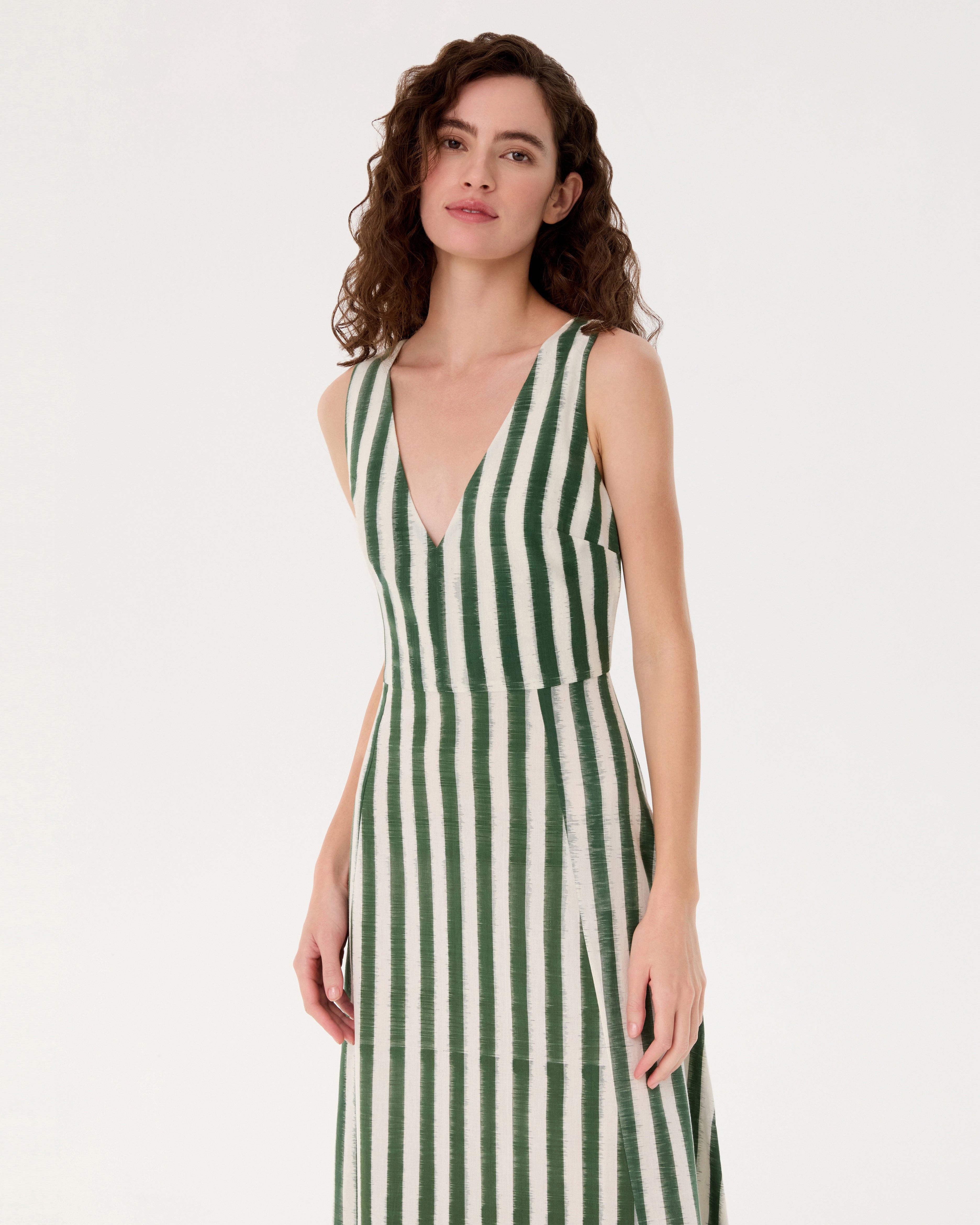 Nellie Dress in Ikat Stripes