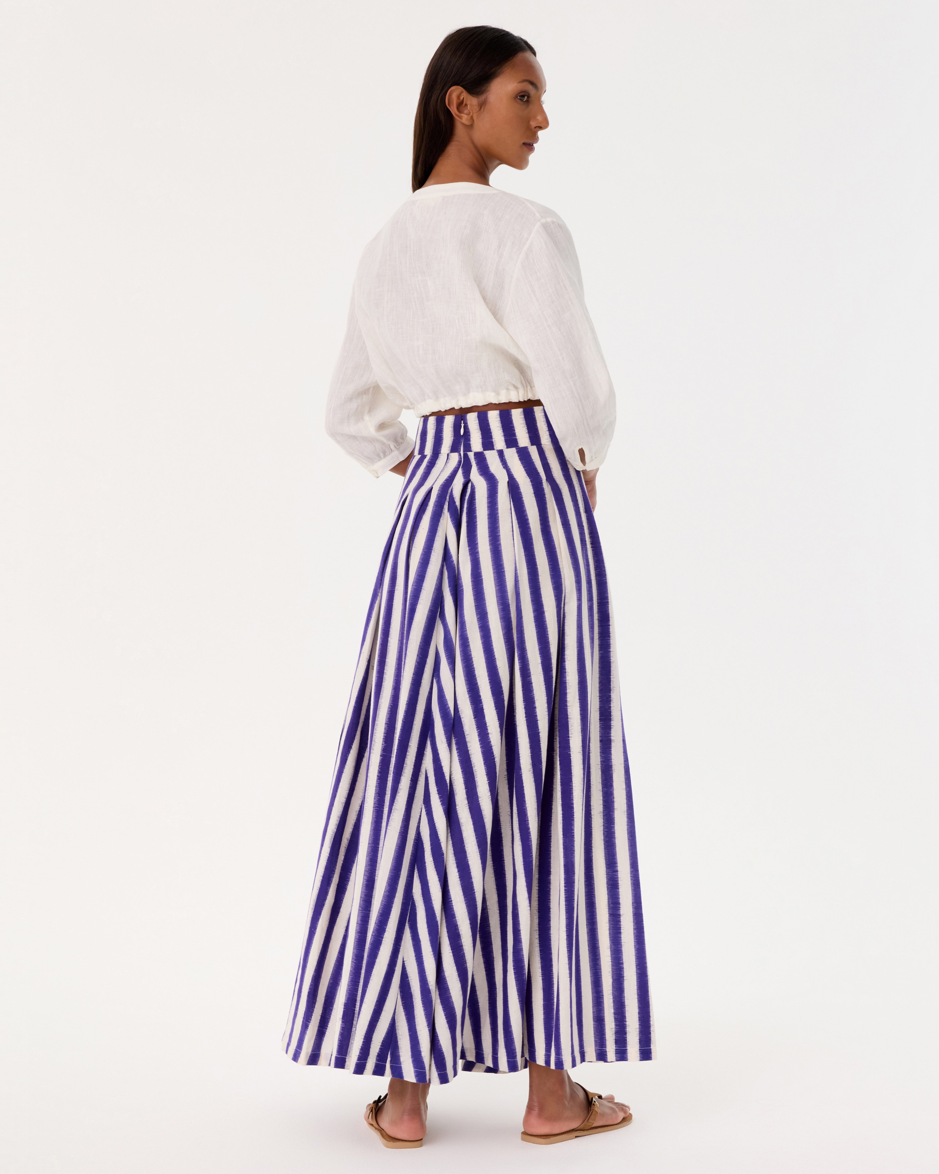 Flaminia Skirt in Ikat Stripes