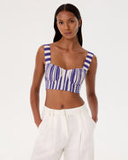 Dalia Top in Ikat Stripes