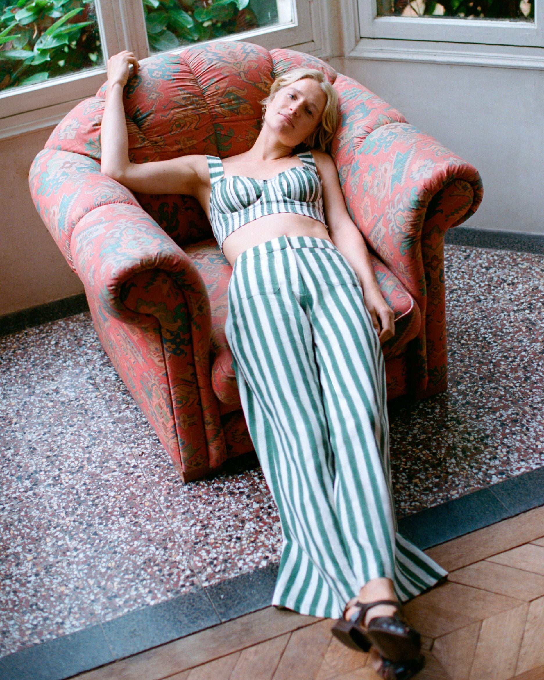 Dalia Top in Ikat Stripes
