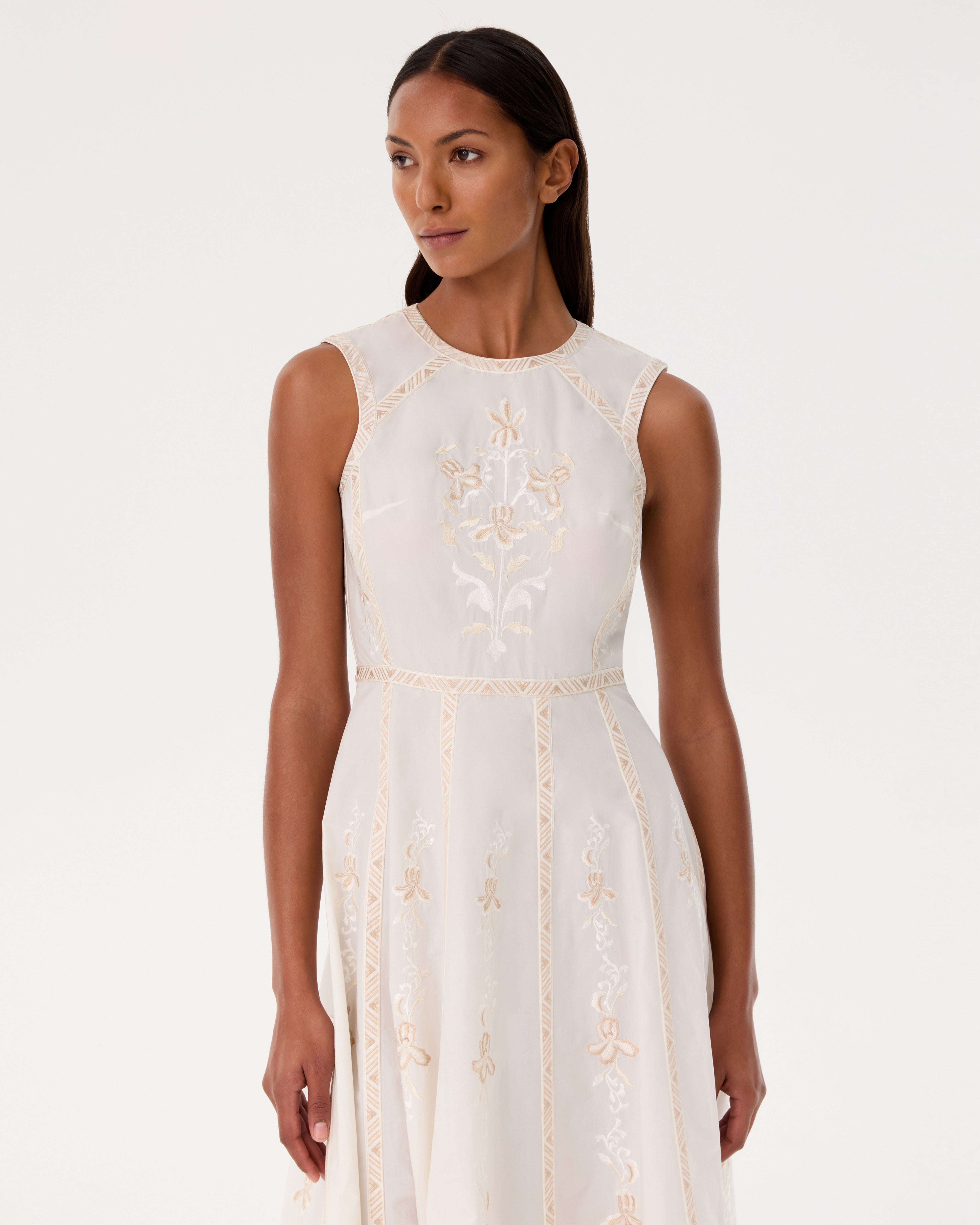 Clodette Dress with Iris Embroidery