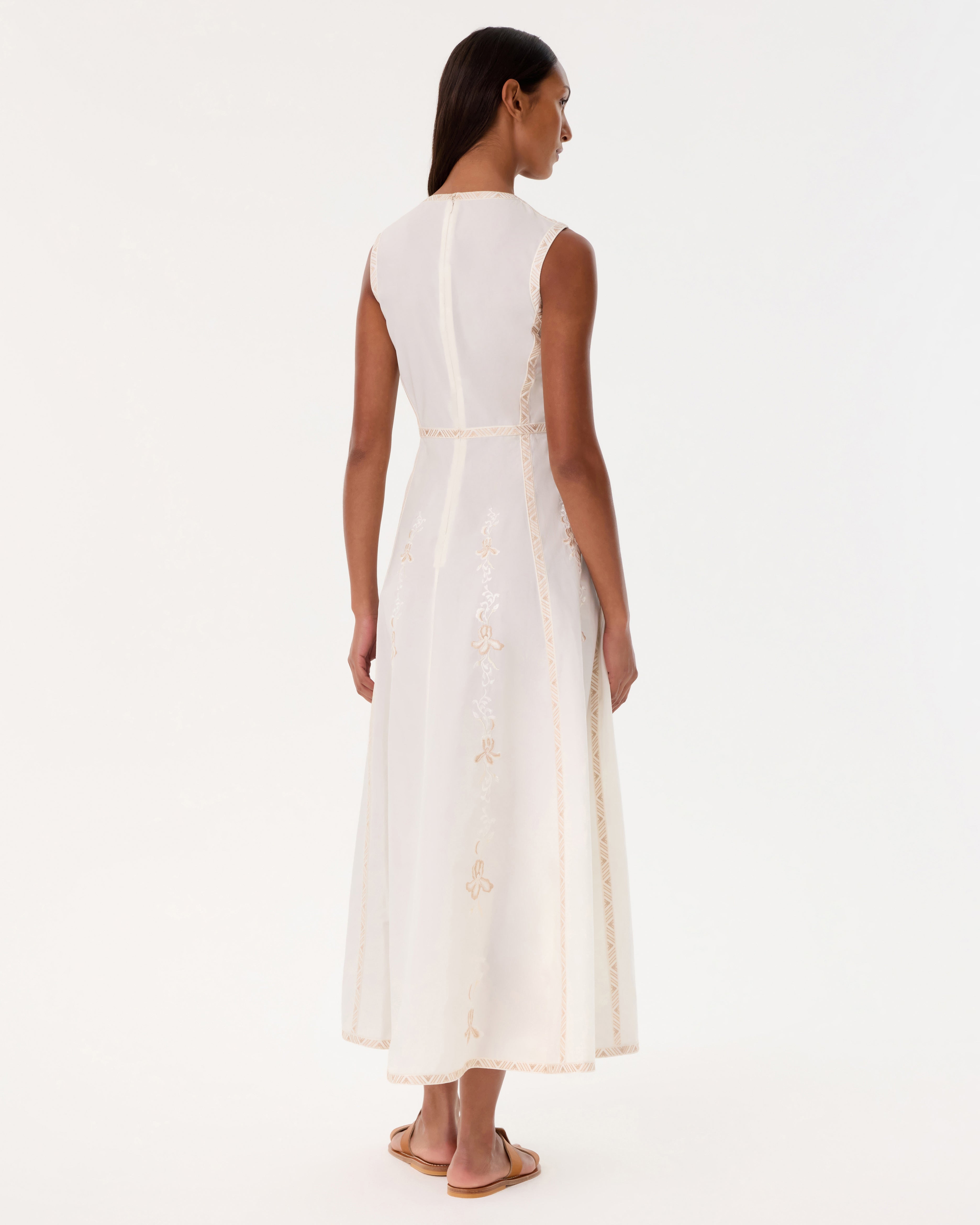 Clodette Dress with Iris Embroidery
