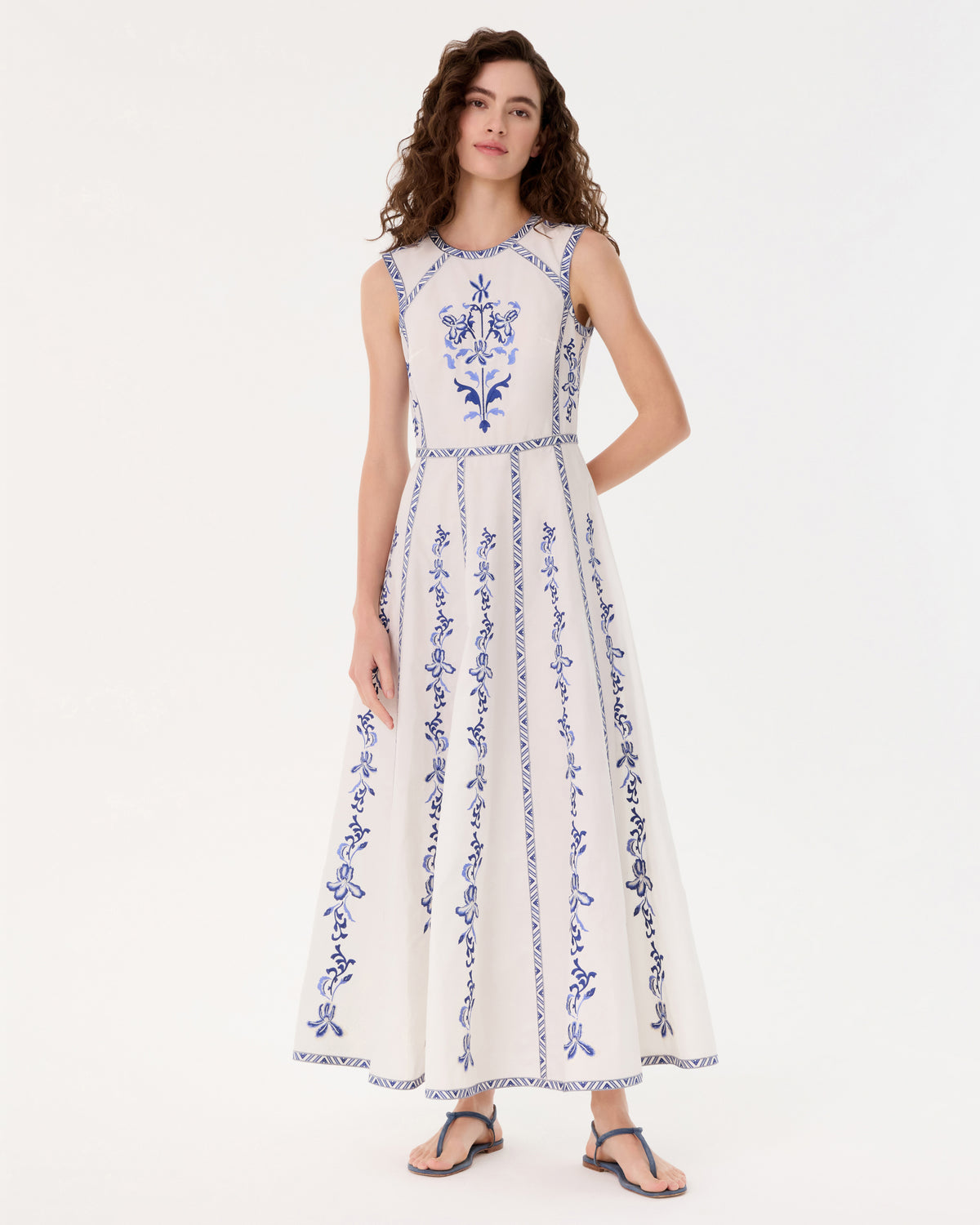 Clodette Dress with Iris Embroidery