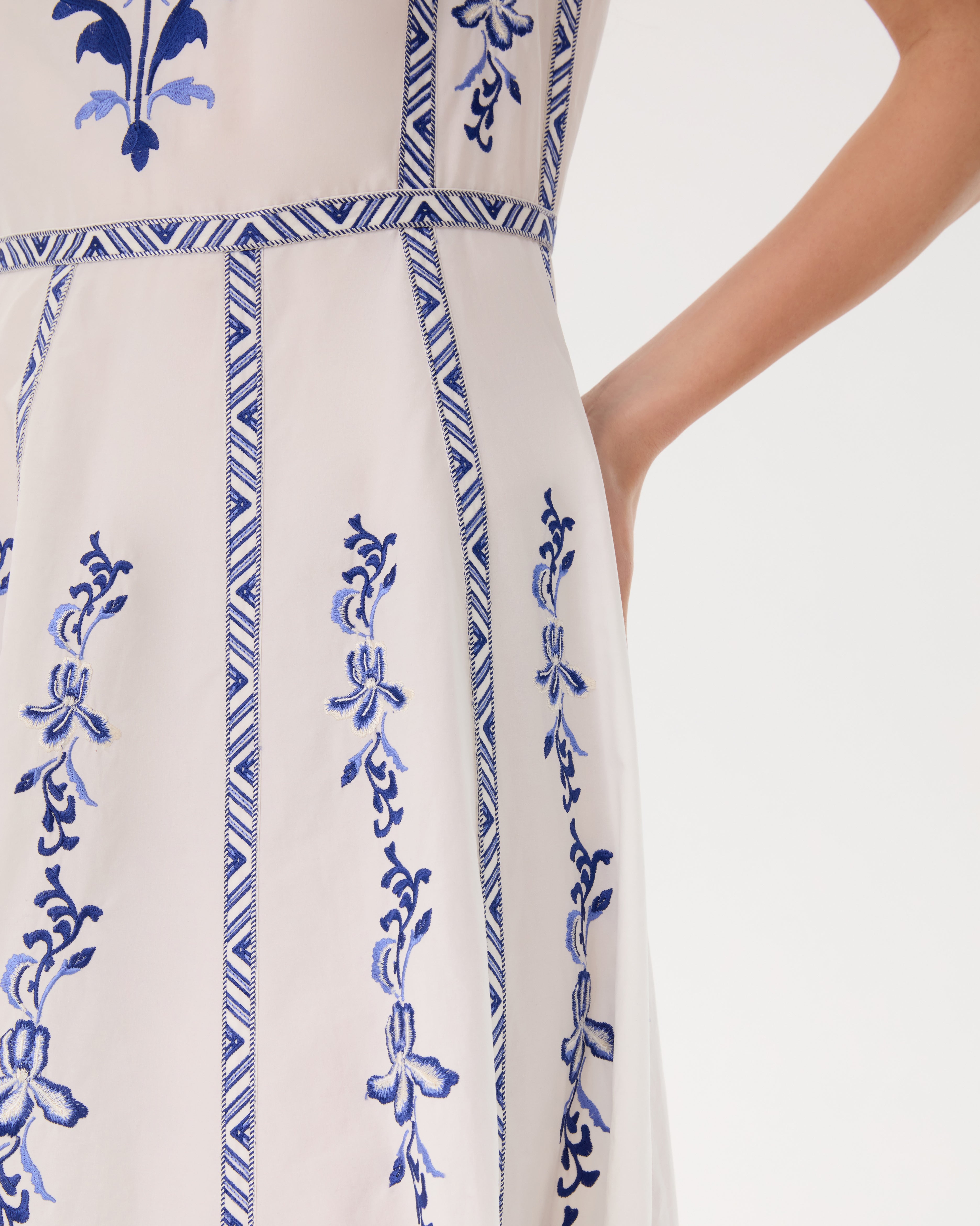 Clodette Dress with Iris Embroidery