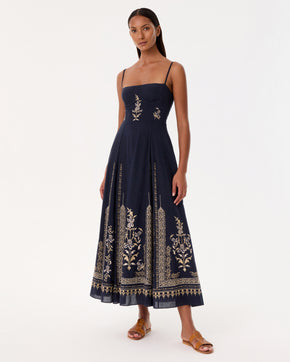 Valya Dress with Iris Embroidery