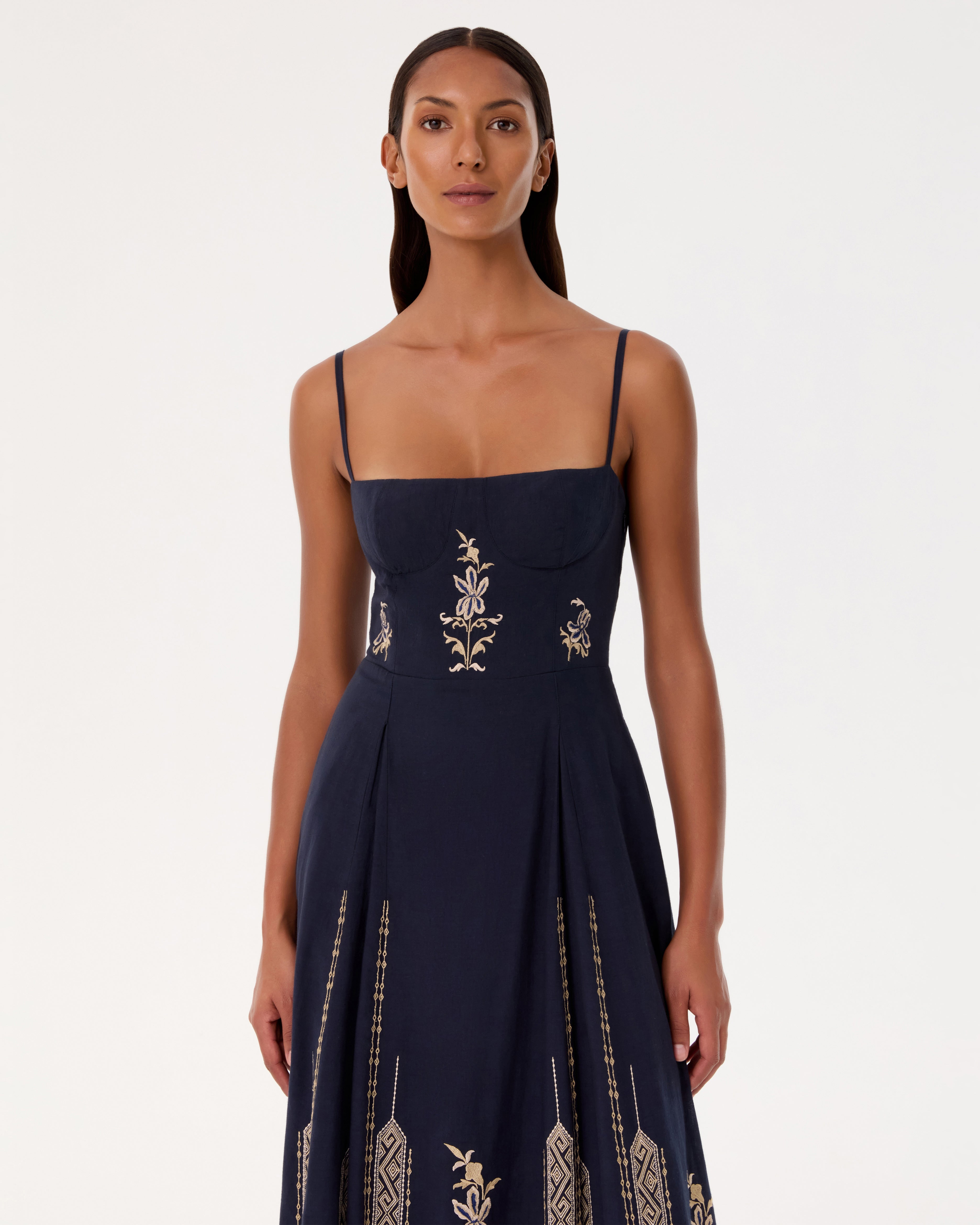 Valya Dress with Iris Embroidery