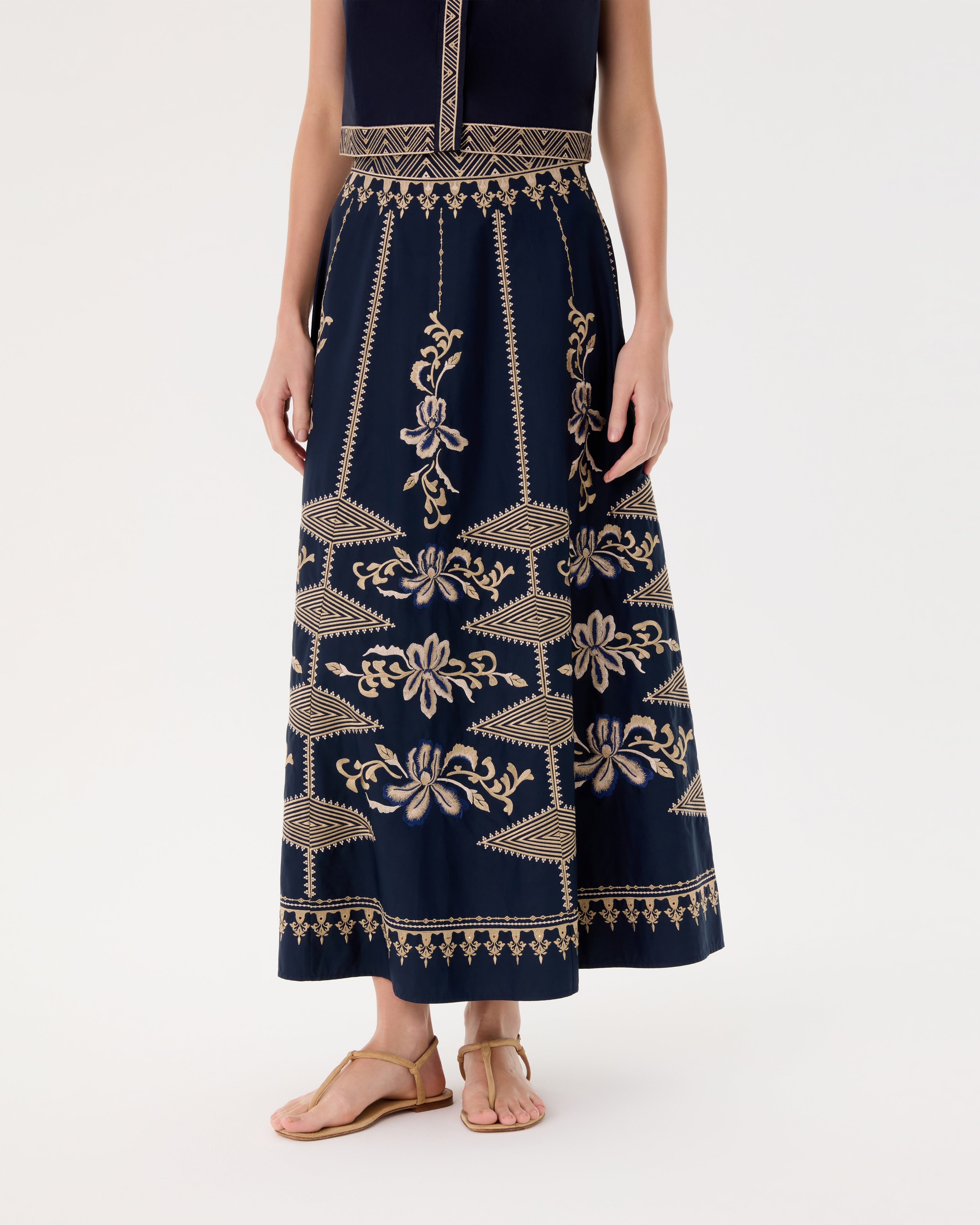 New Camille Skirt with Iris Embroidery