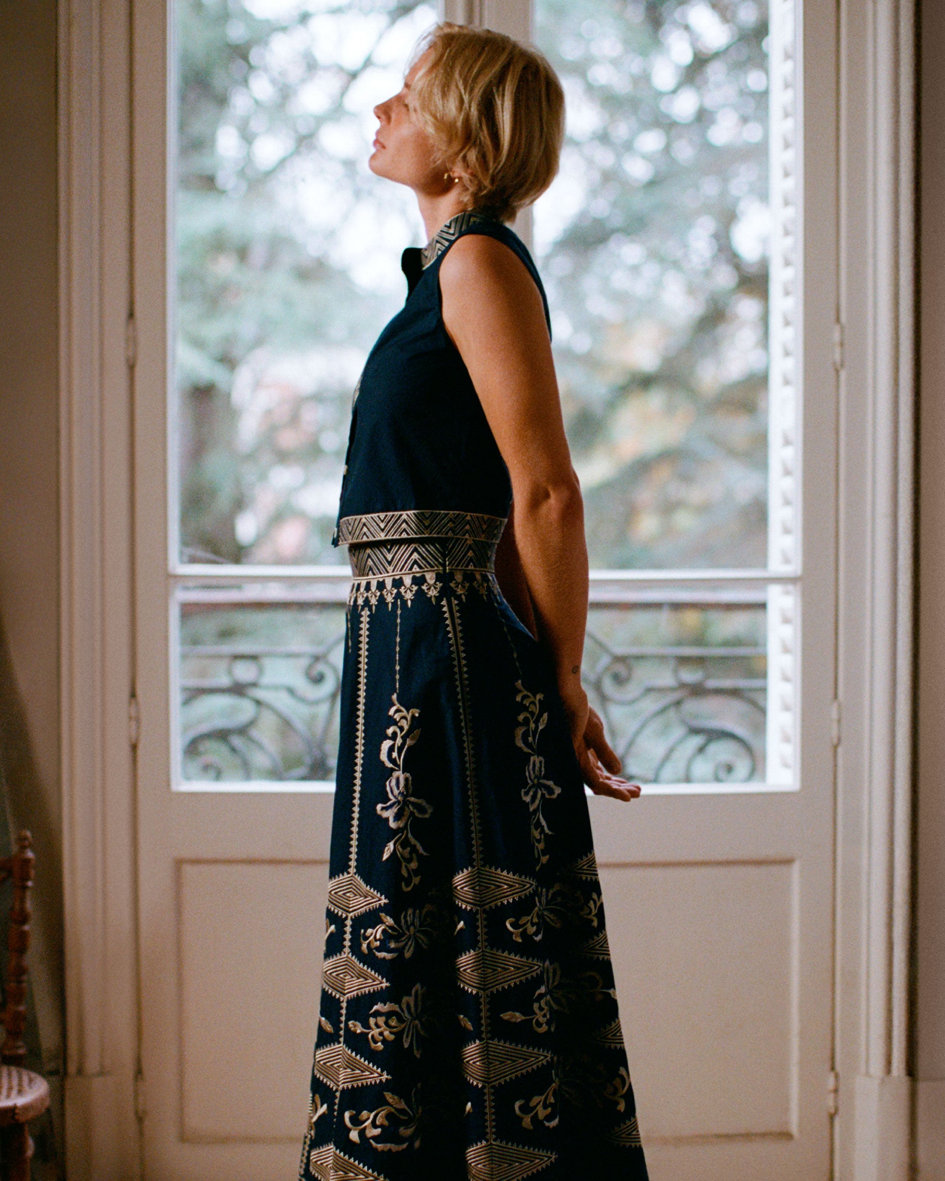 New Camille Skirt with Iris Embroidery