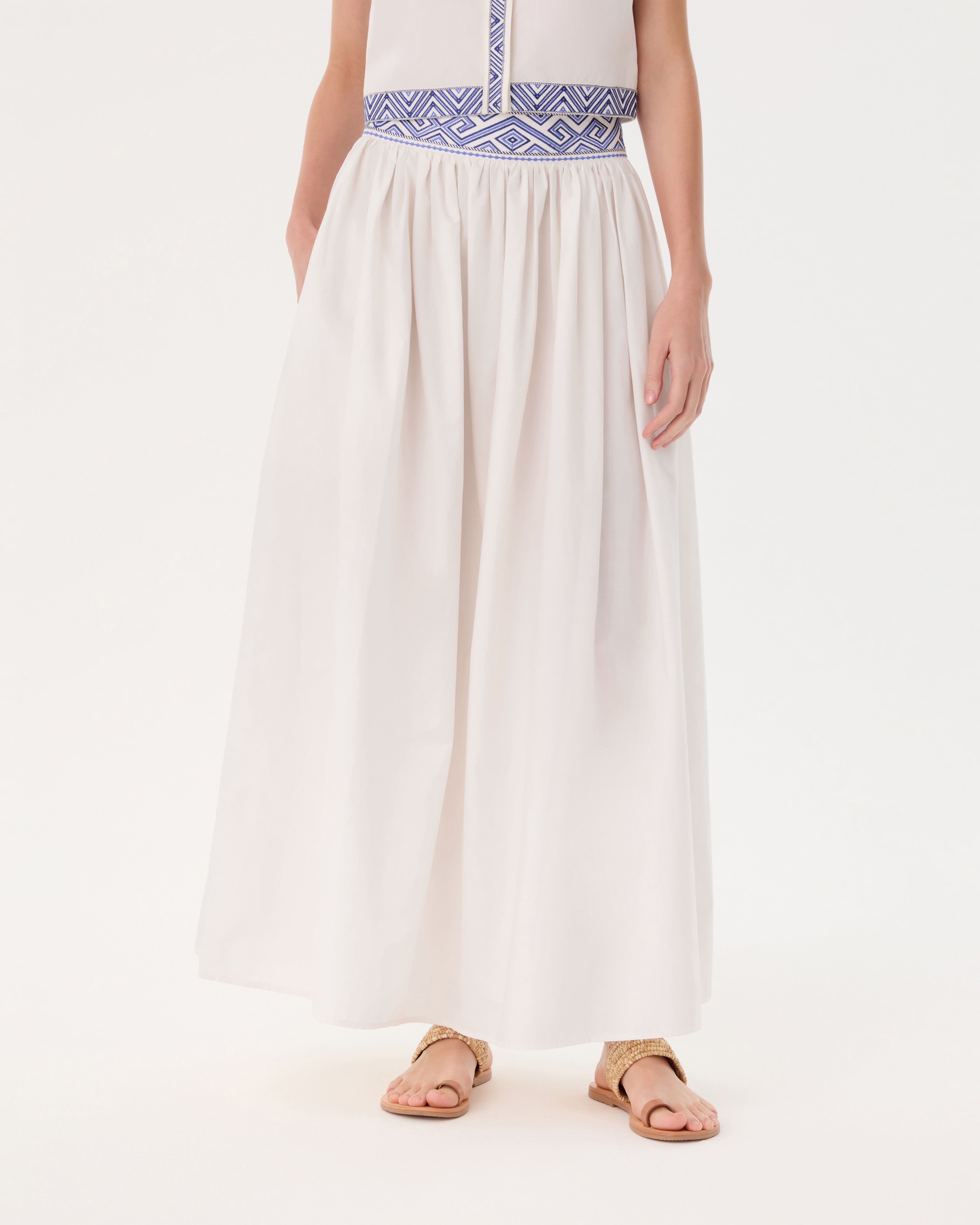 Ombretta Skirt  with Iris Embroidery