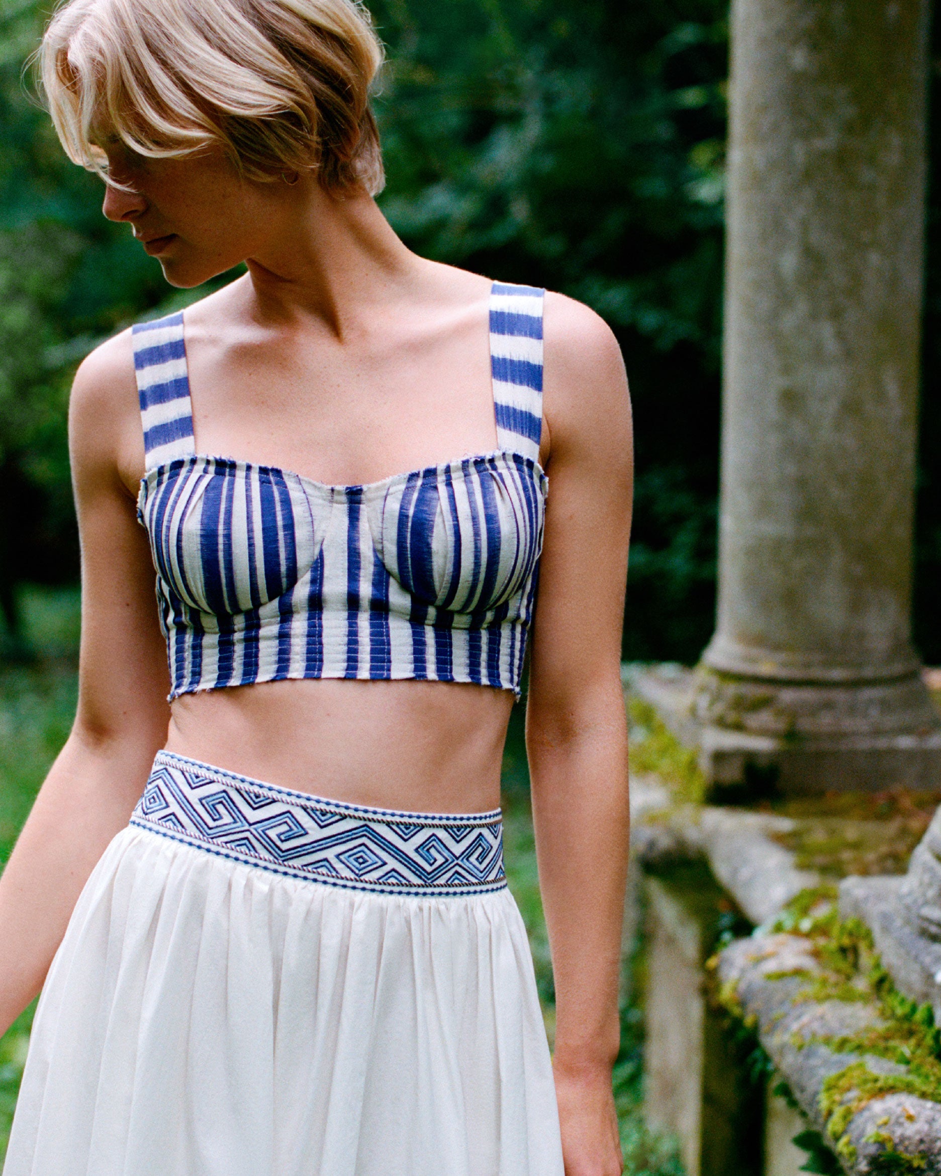 Ombretta Skirt  with Iris Embroidery