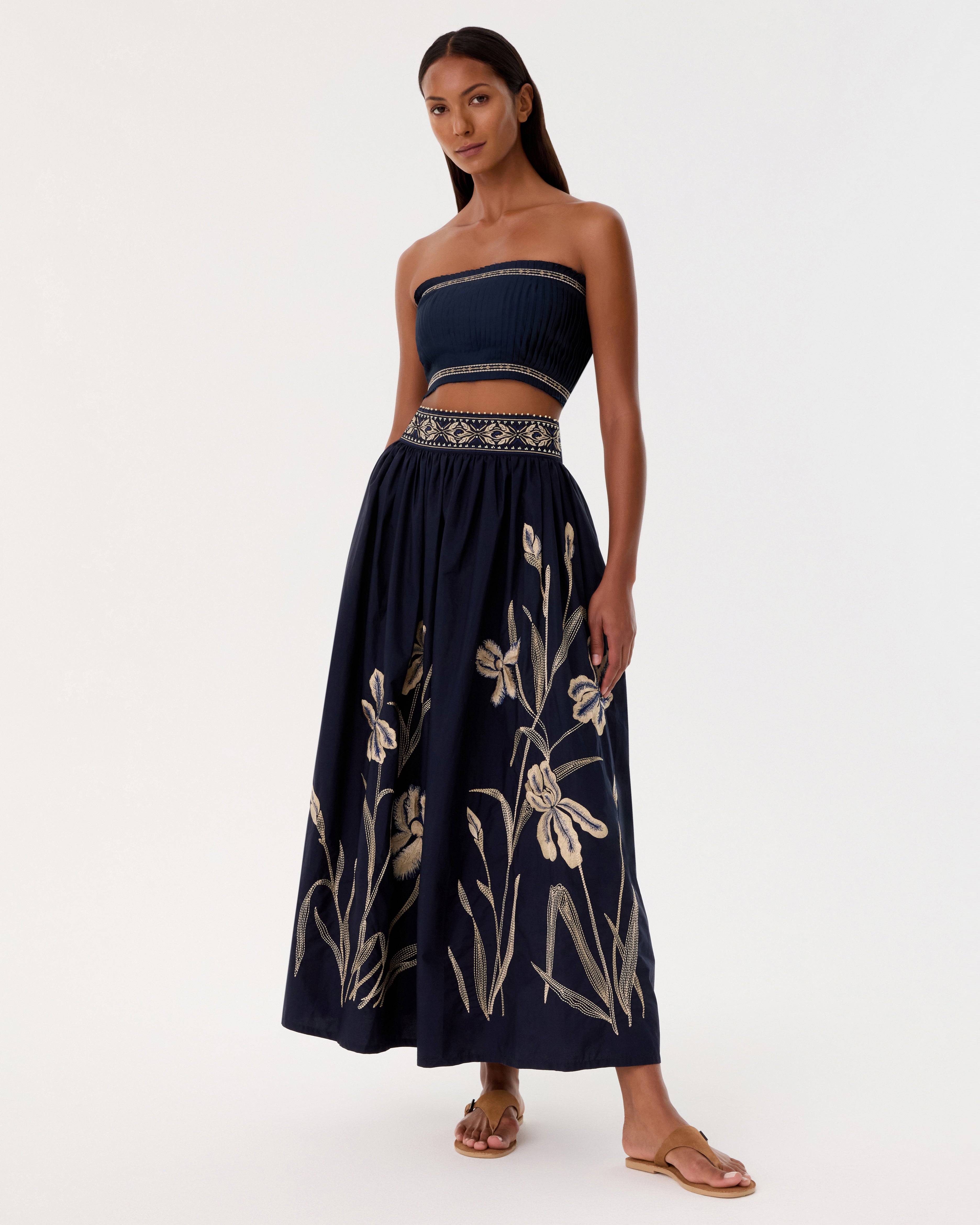 Ombretta Skirt with Iris Embroidery
