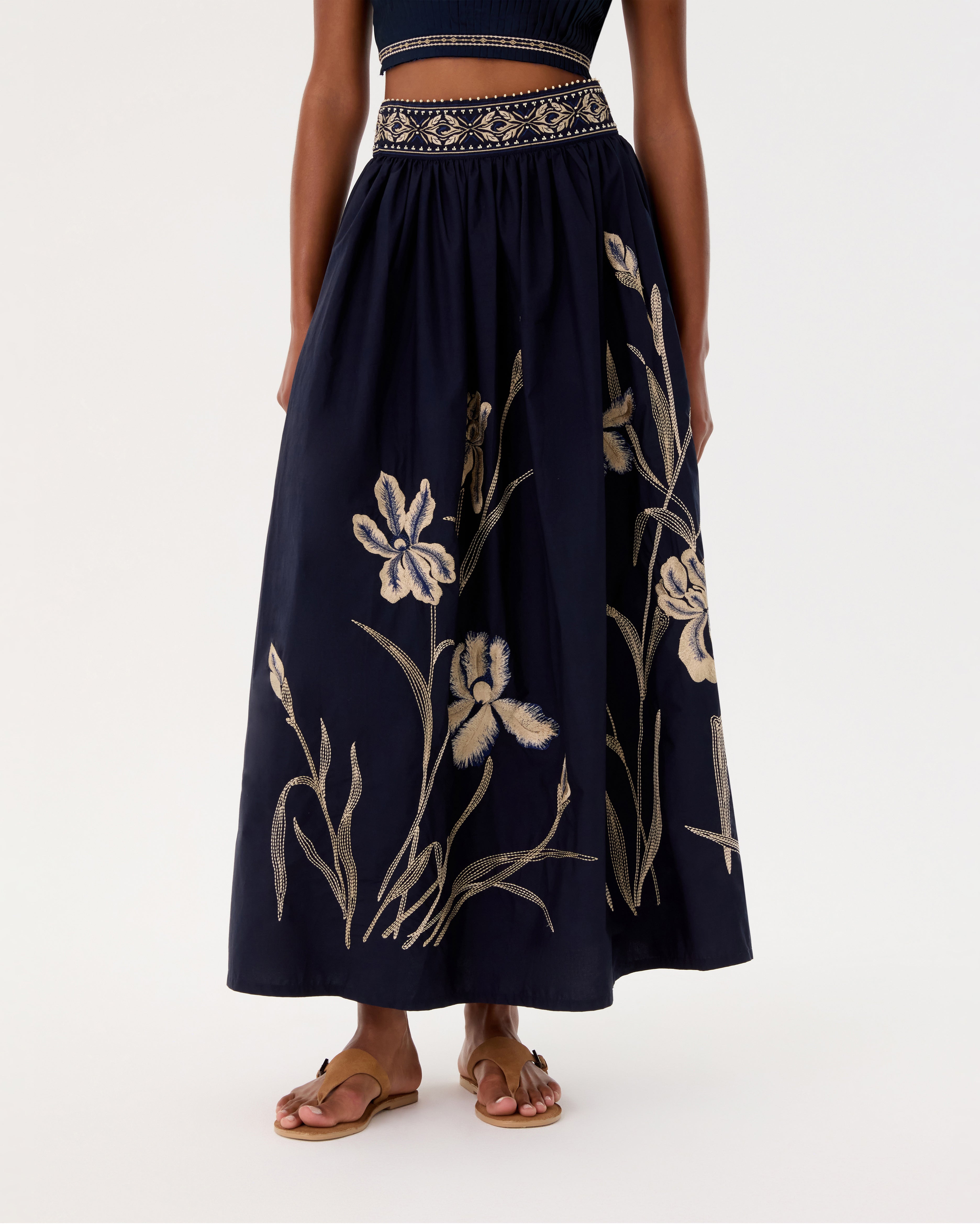 Ombretta Skirt with Iris Embroidery