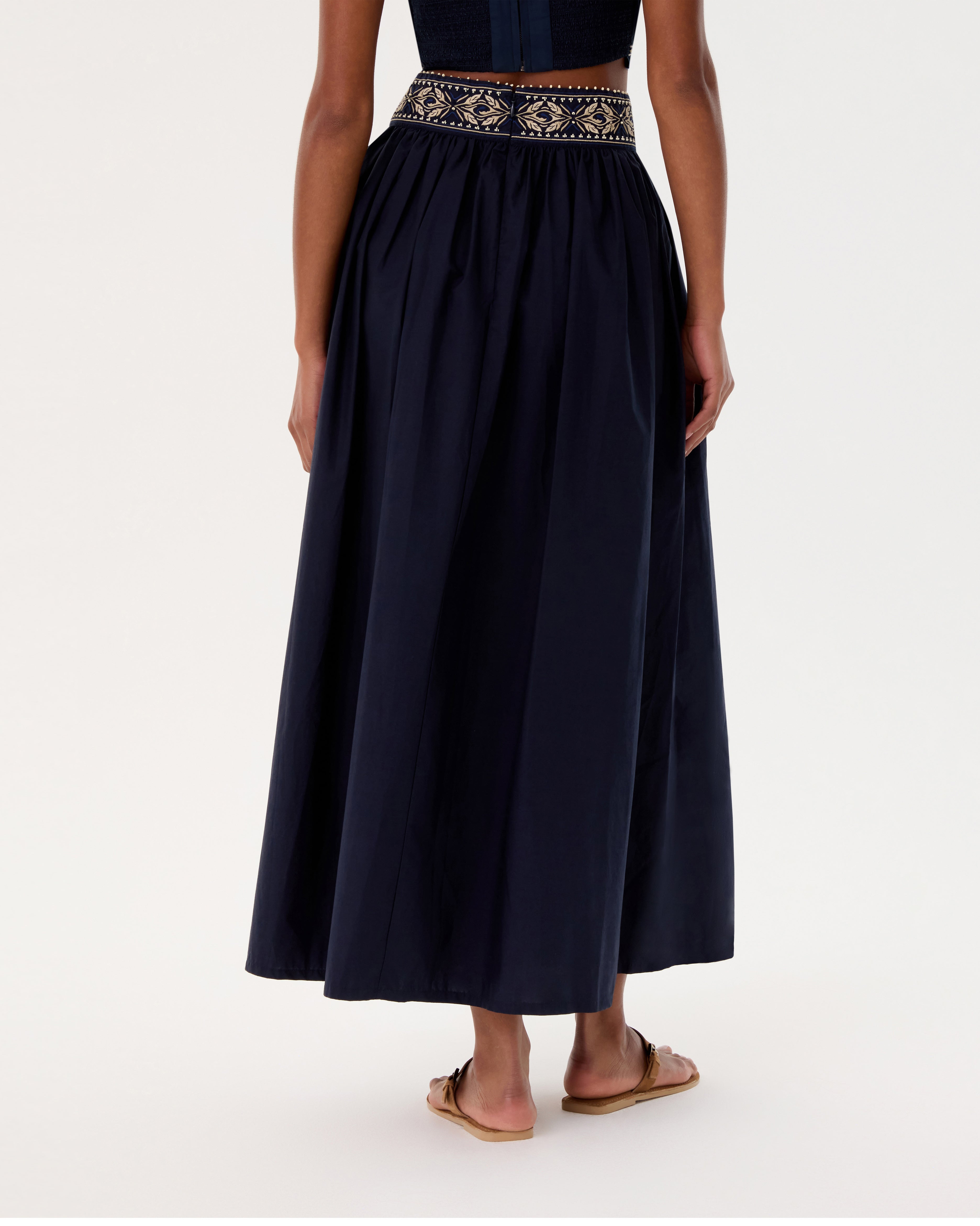 Ombretta Skirt with Iris Embroidery