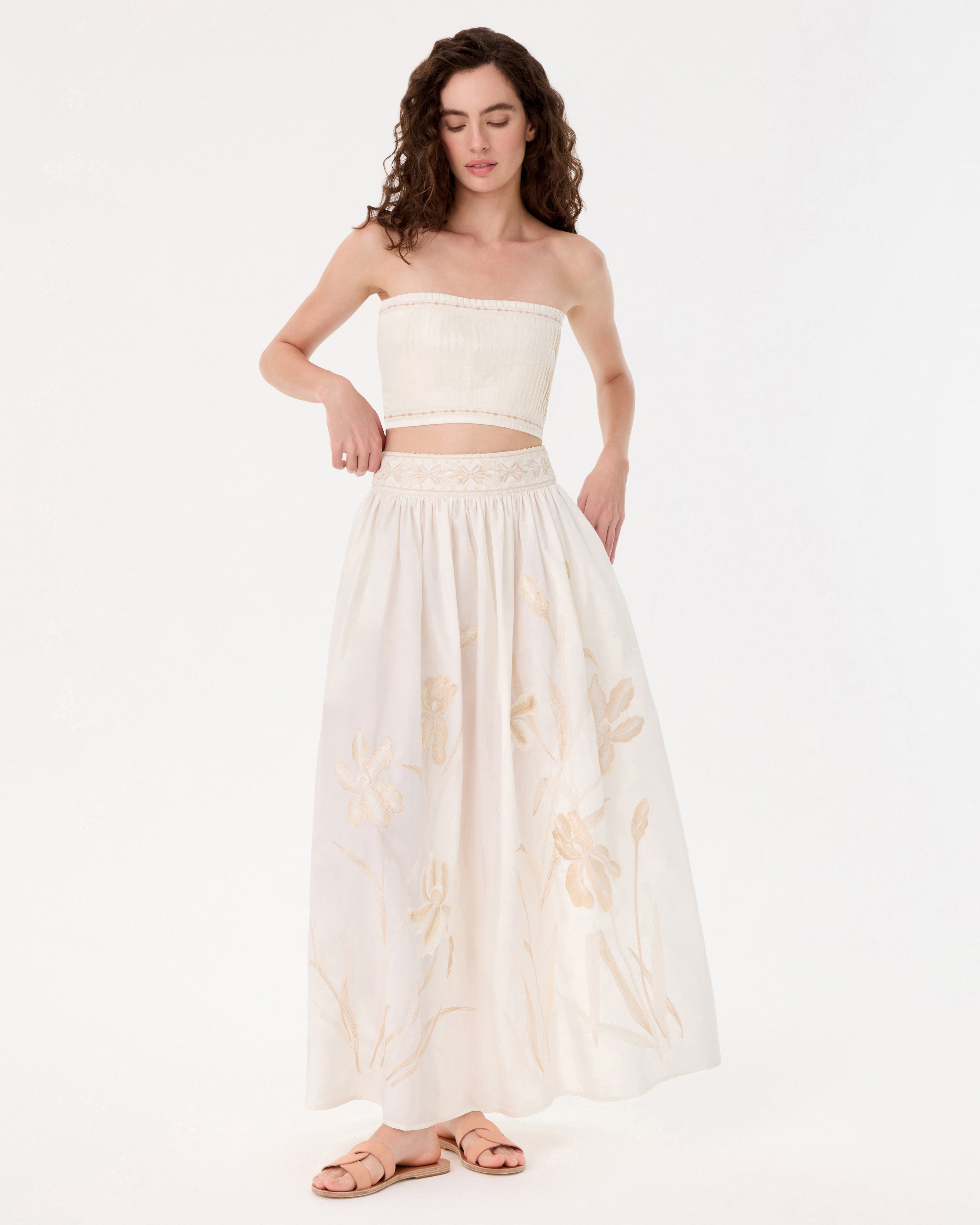 Ombretta Skirt with Iris Embroidery