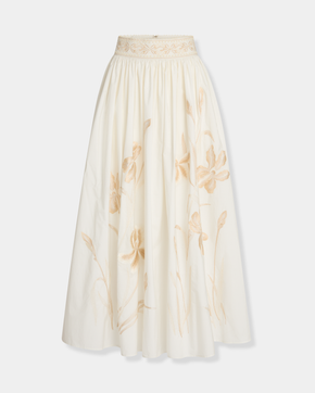 Ombretta Skirt with Iris Embroidery
