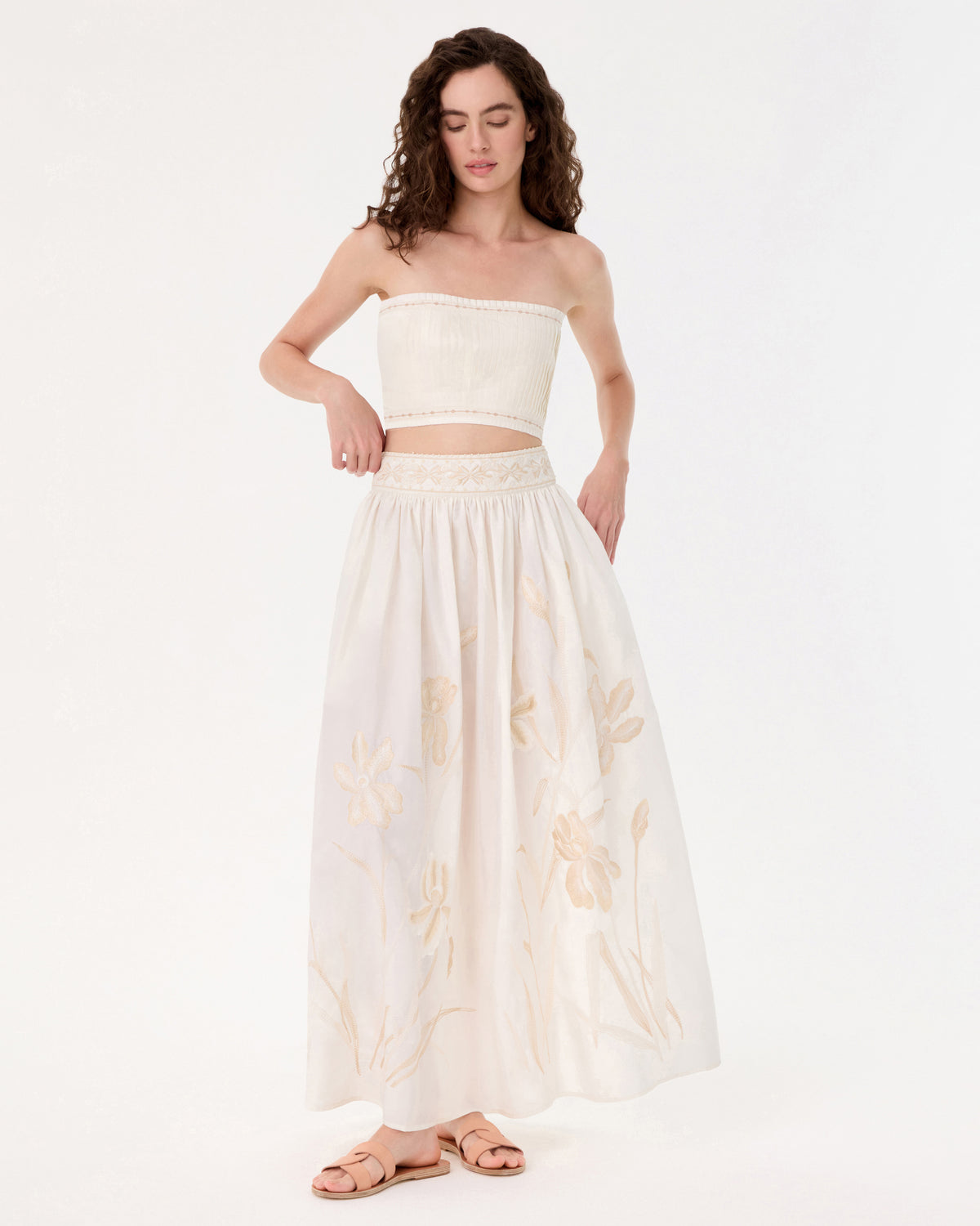 Ombretta Skirt with Iris Embroidery