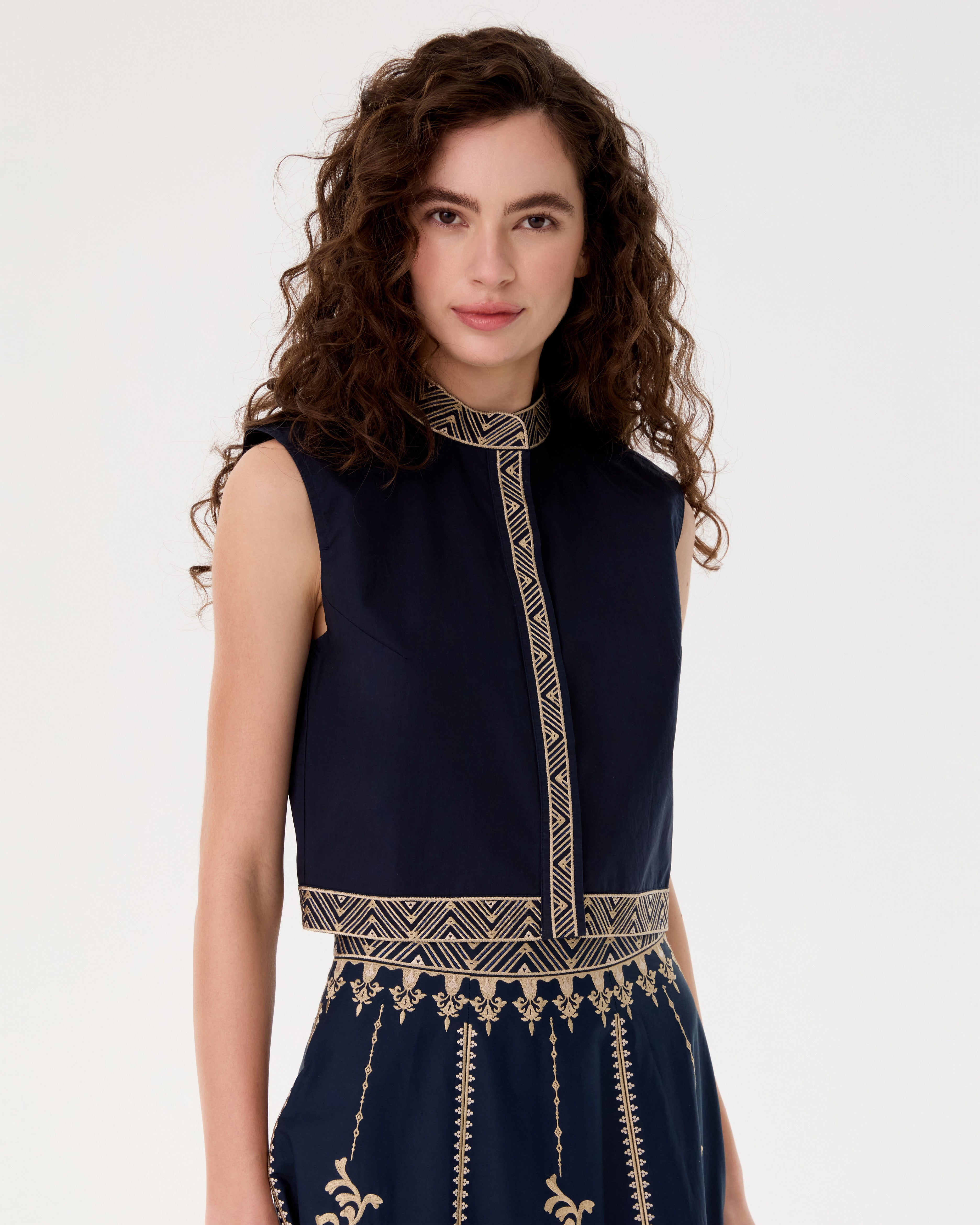 Andorra Top  with Iris Embroidery