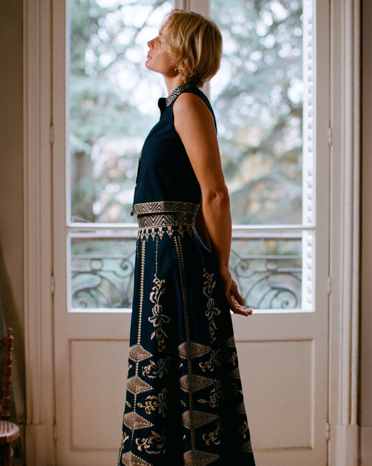 Andorra Top with Iris Embroidery