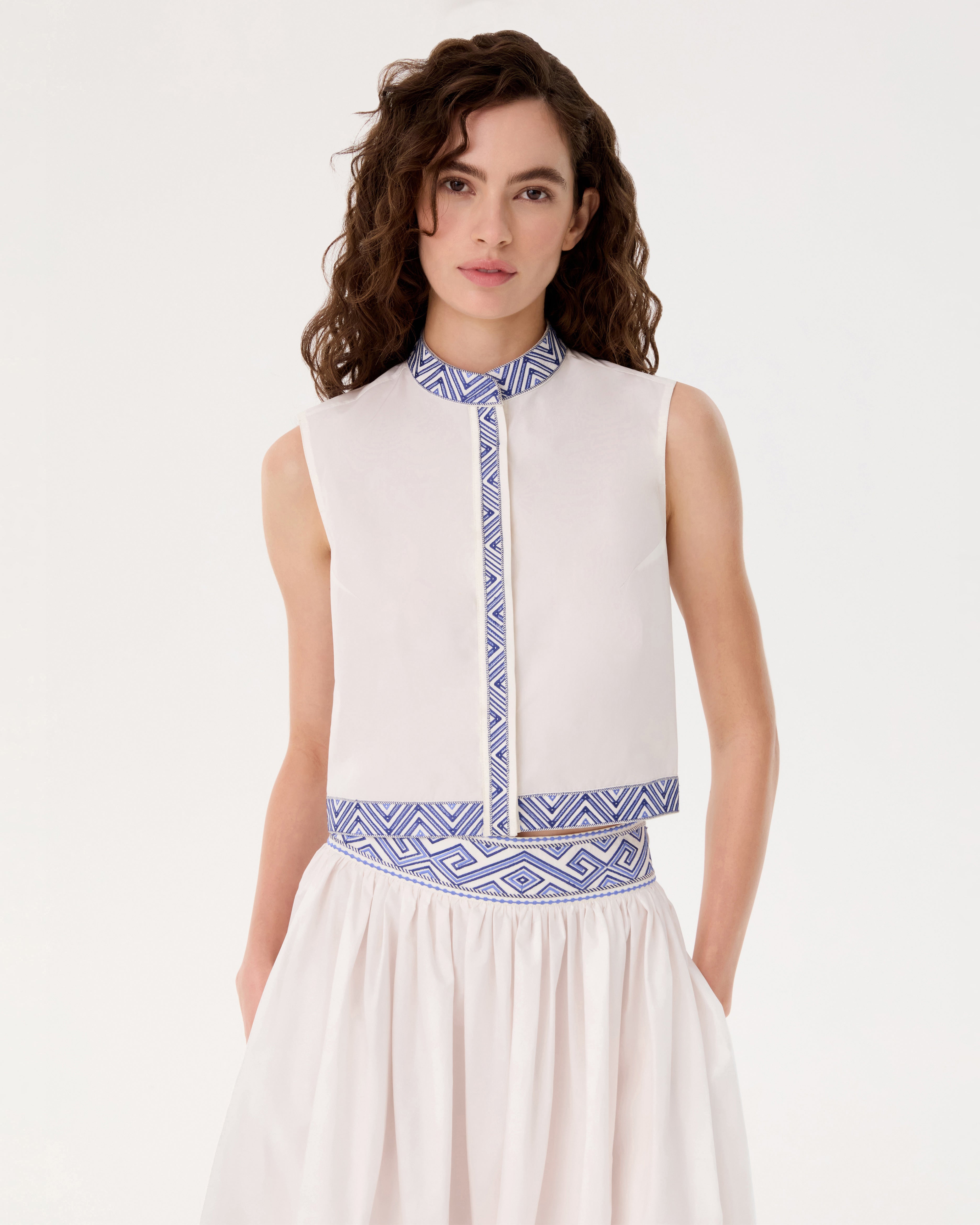 Andorra Top with Iris Embroidery