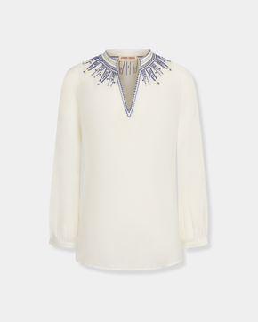 Ilizia Blouse with Iris Embroidery