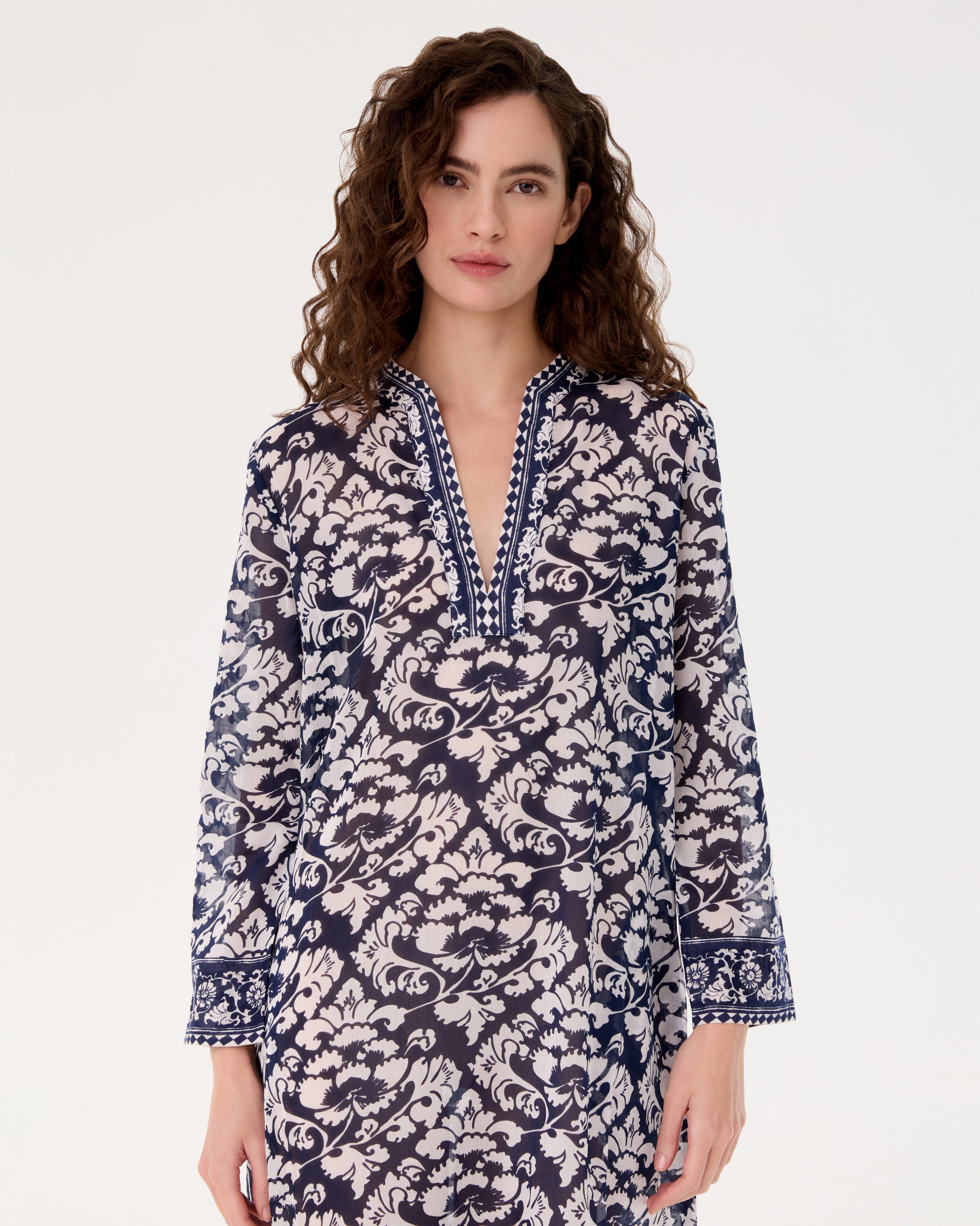 Giada Caftan in Lotus Flower Print