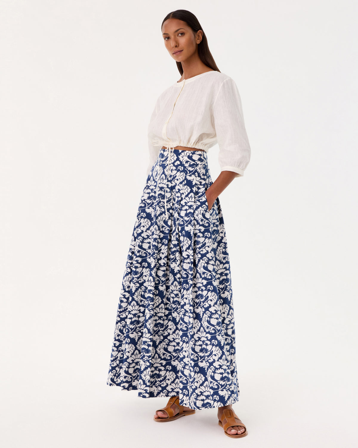 Flaminia Skirt in Lotus Flower Print
