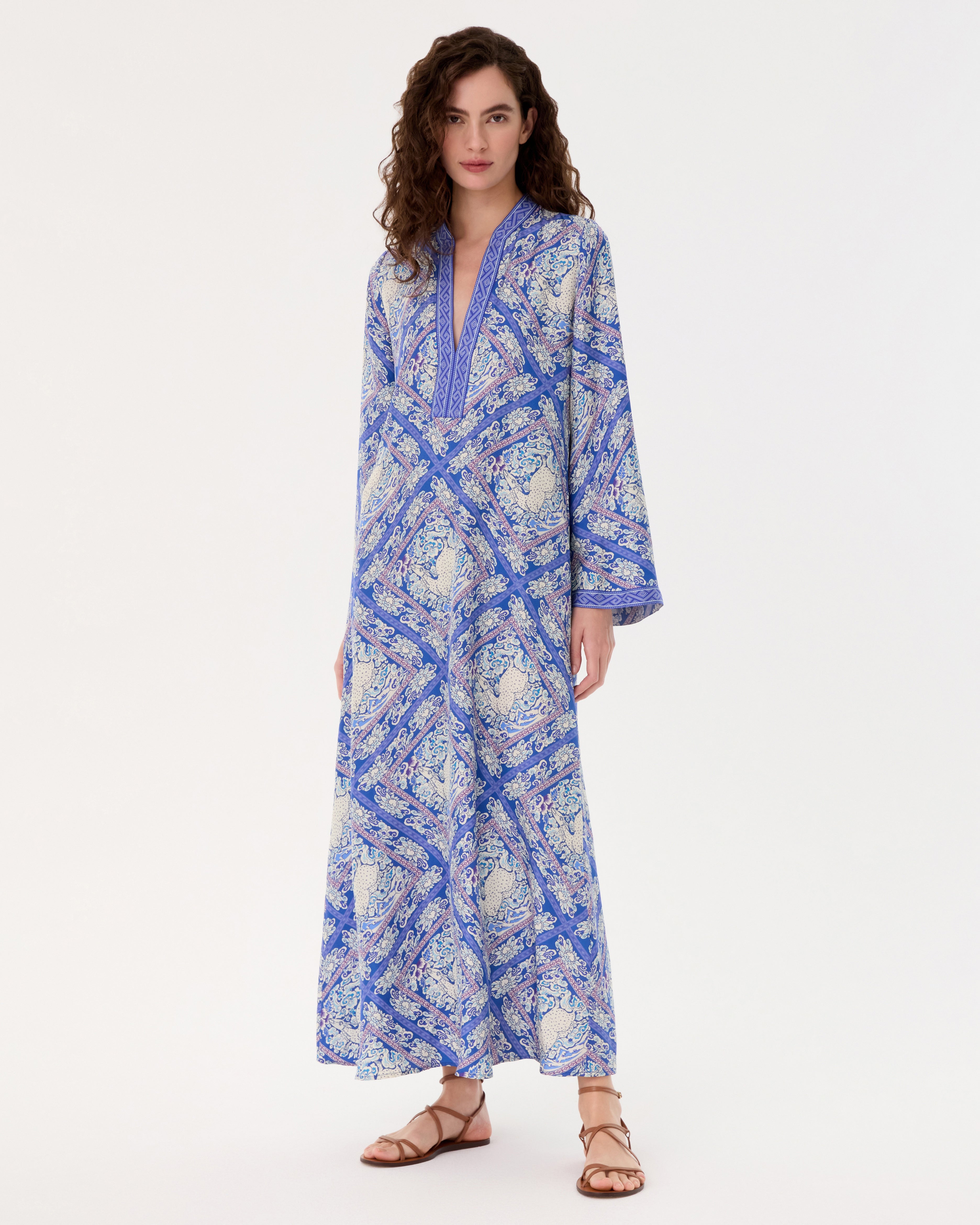 Jenna Caftan in Meadow Print