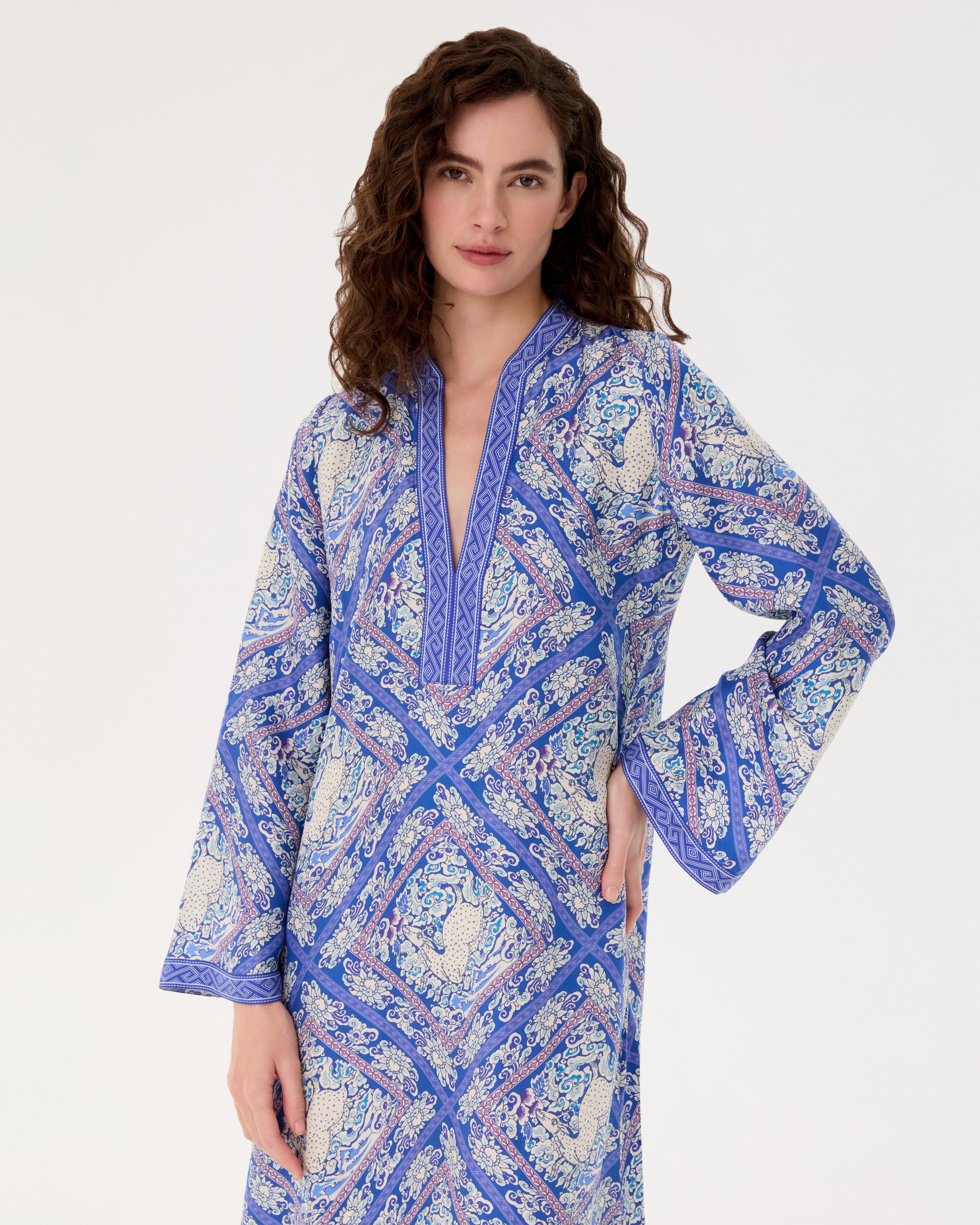 Jenna Caftan in Meadow Print