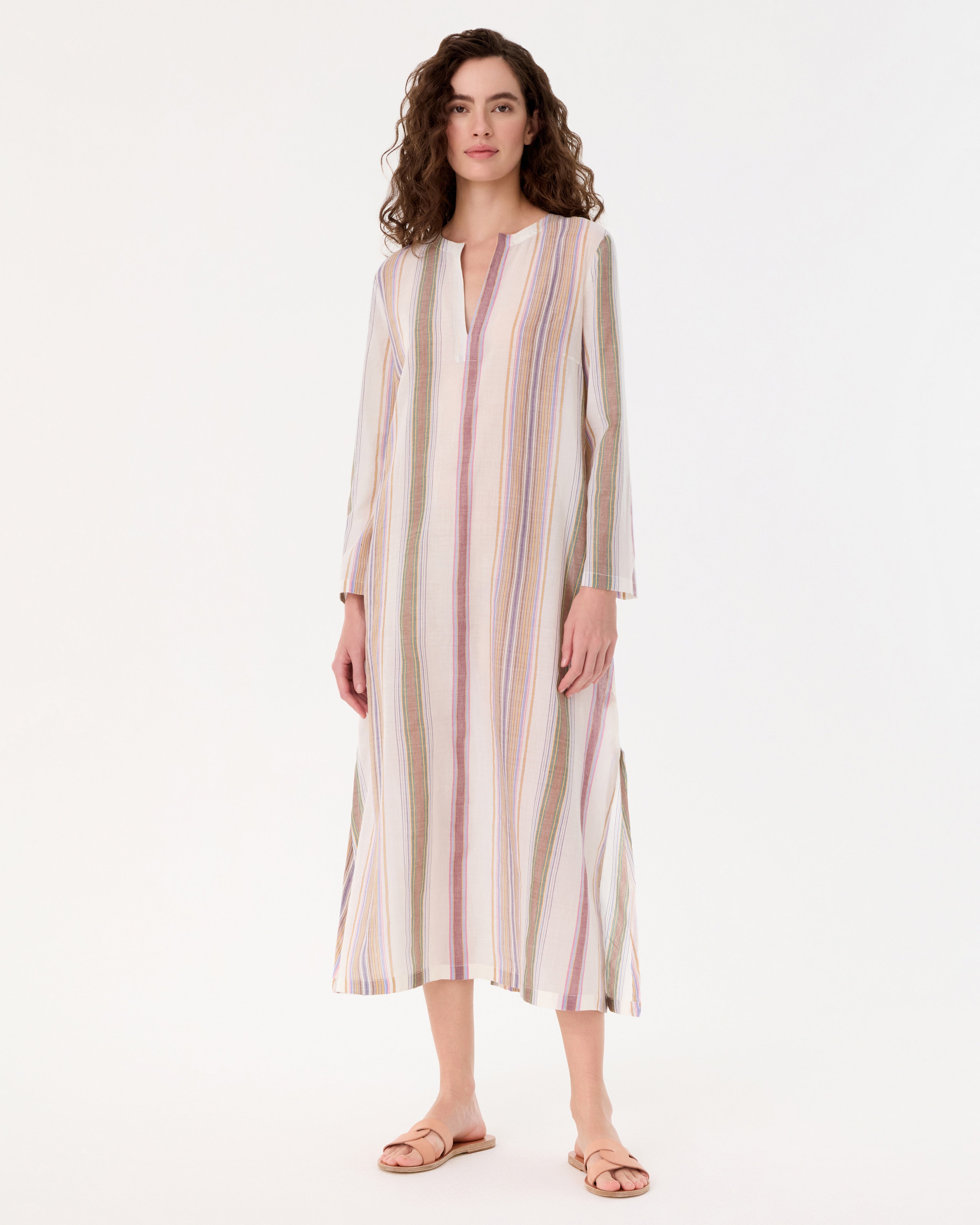 Giada Caftan in Ping Pong Stripes