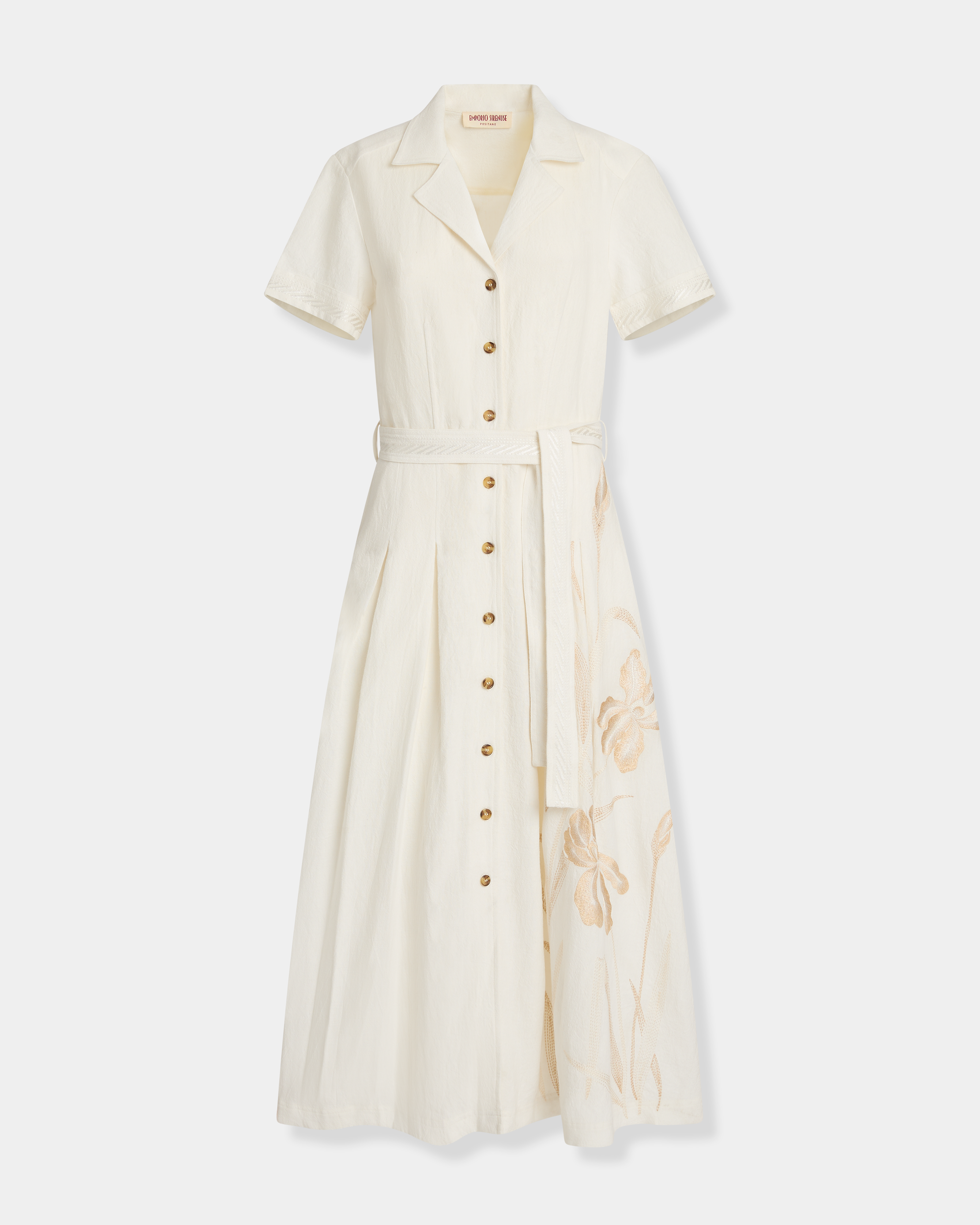 Daria Dress with Sand Flowers Embroidery