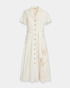 Daria Dress with Sand Flowers Embroidery