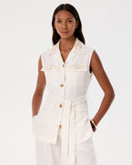 Dinda Vest with Sand Flowers Embroidery