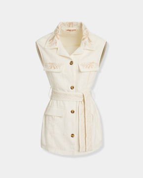 Dinda Vest with Sand Flowers Embroidery
