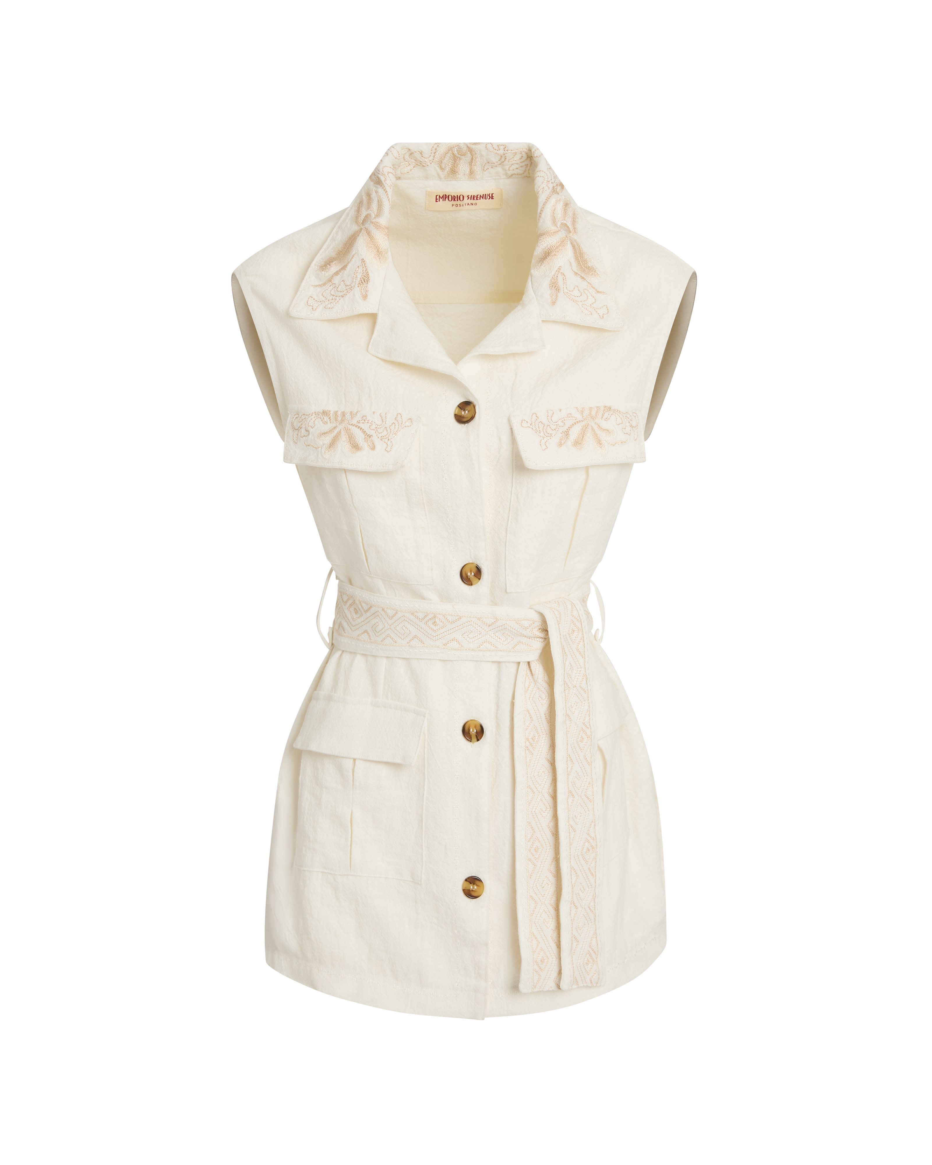 Dinda Vest with Sand Flowers Embroidery