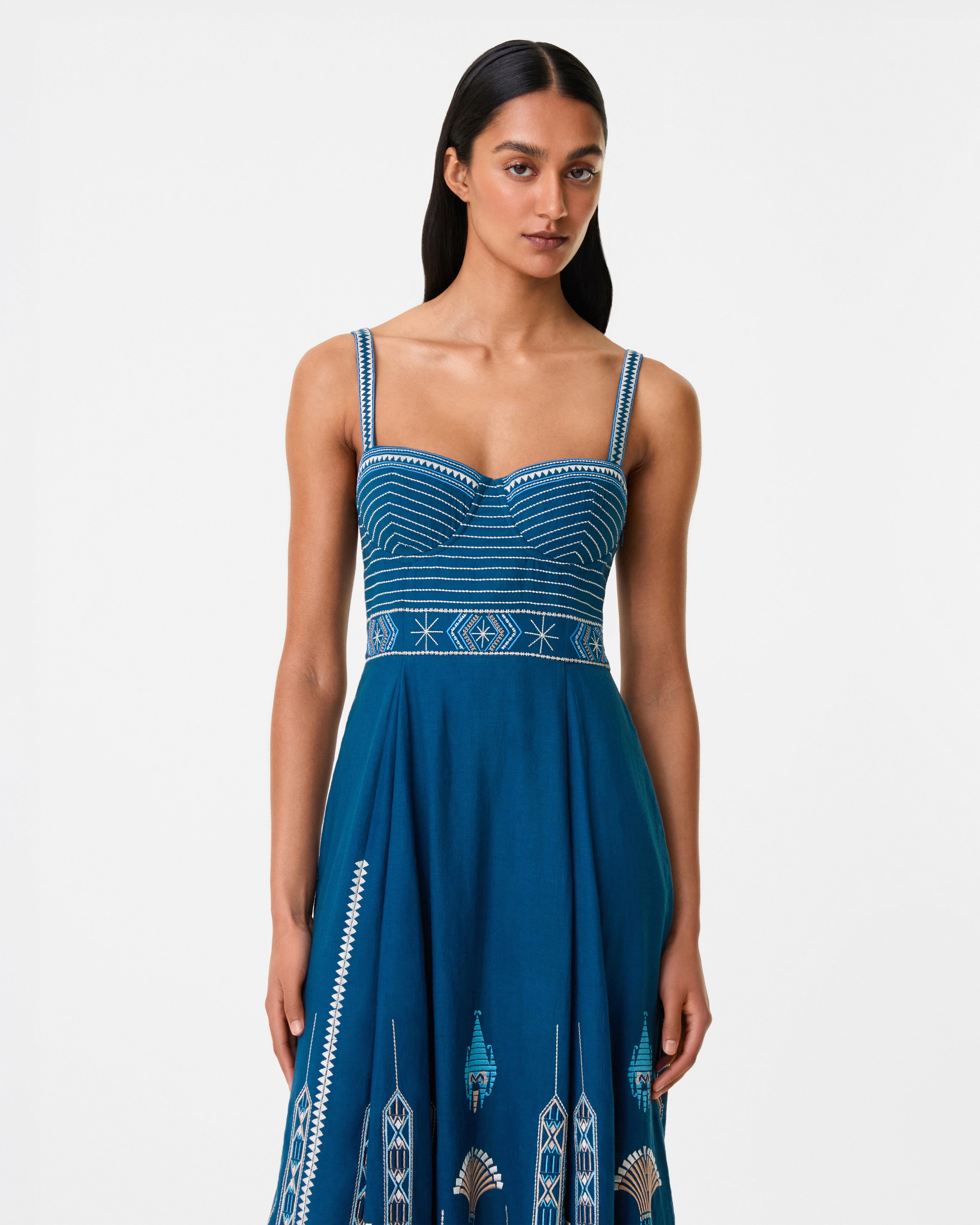 Elida Dress with Ballerina Embroidery