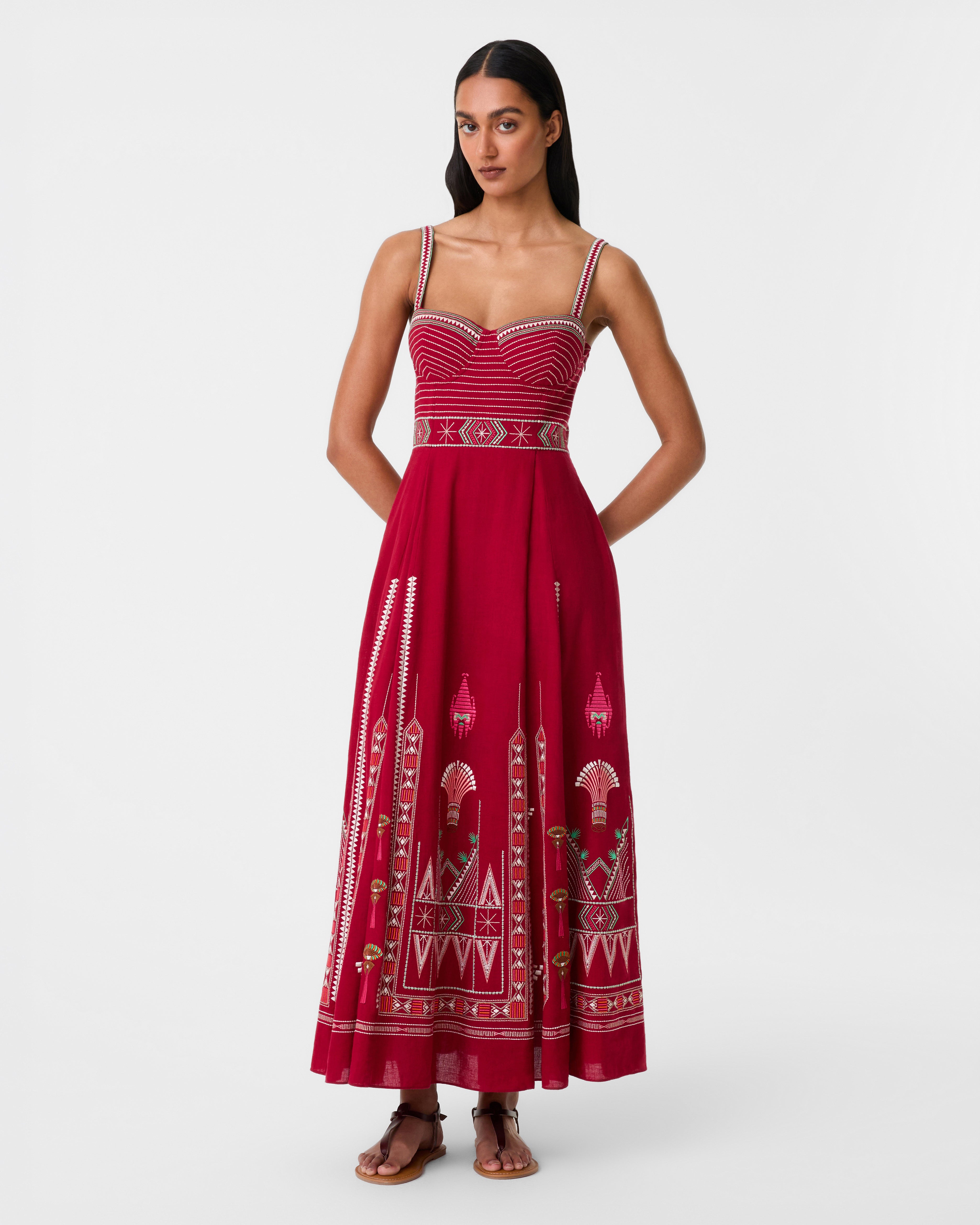 Elida Dress with Ballerina Embroidery